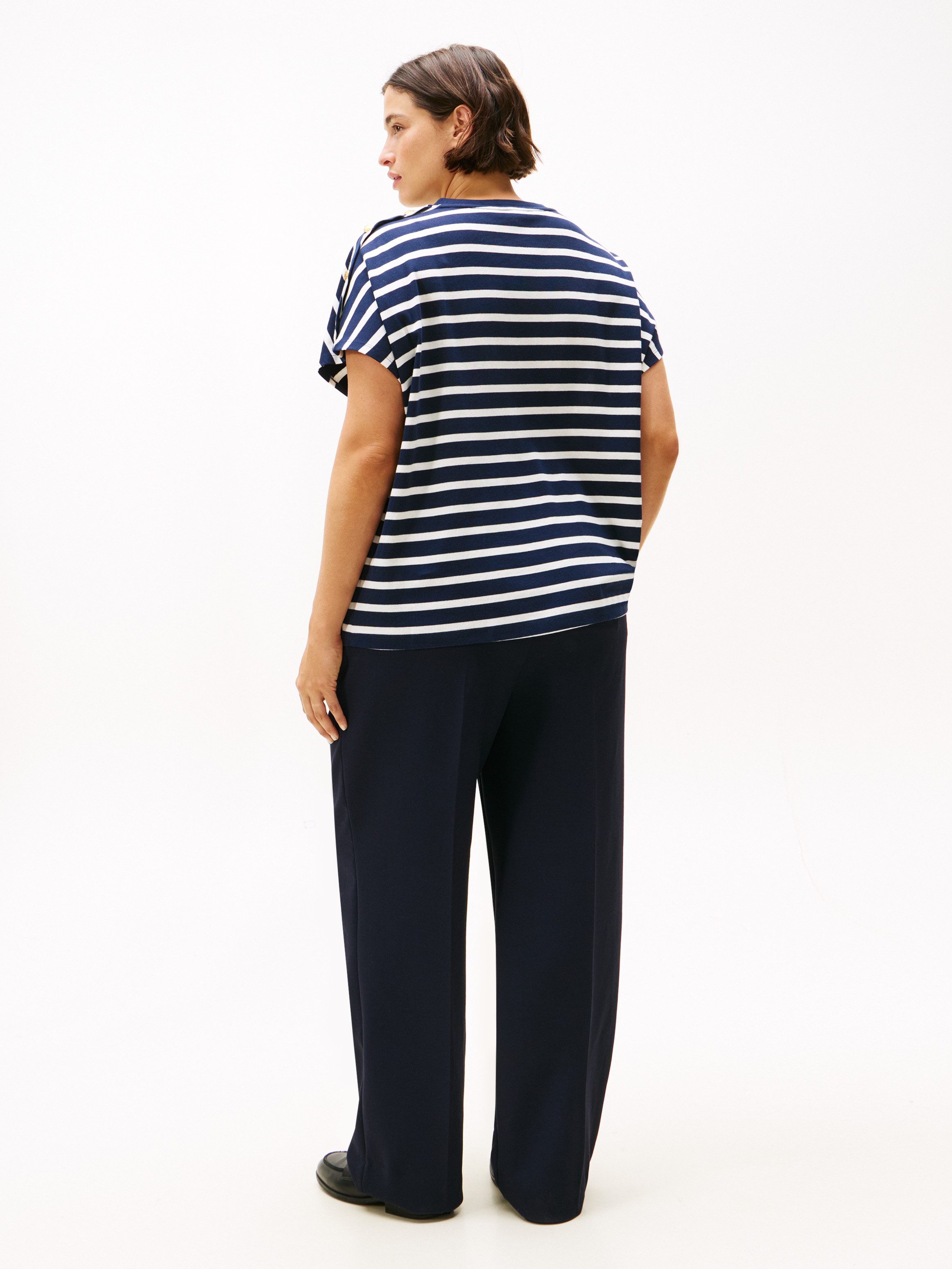 Tommy Hilfiger Curve Shirt met korte mouwen CRV GOLD BUTTON SS TEE