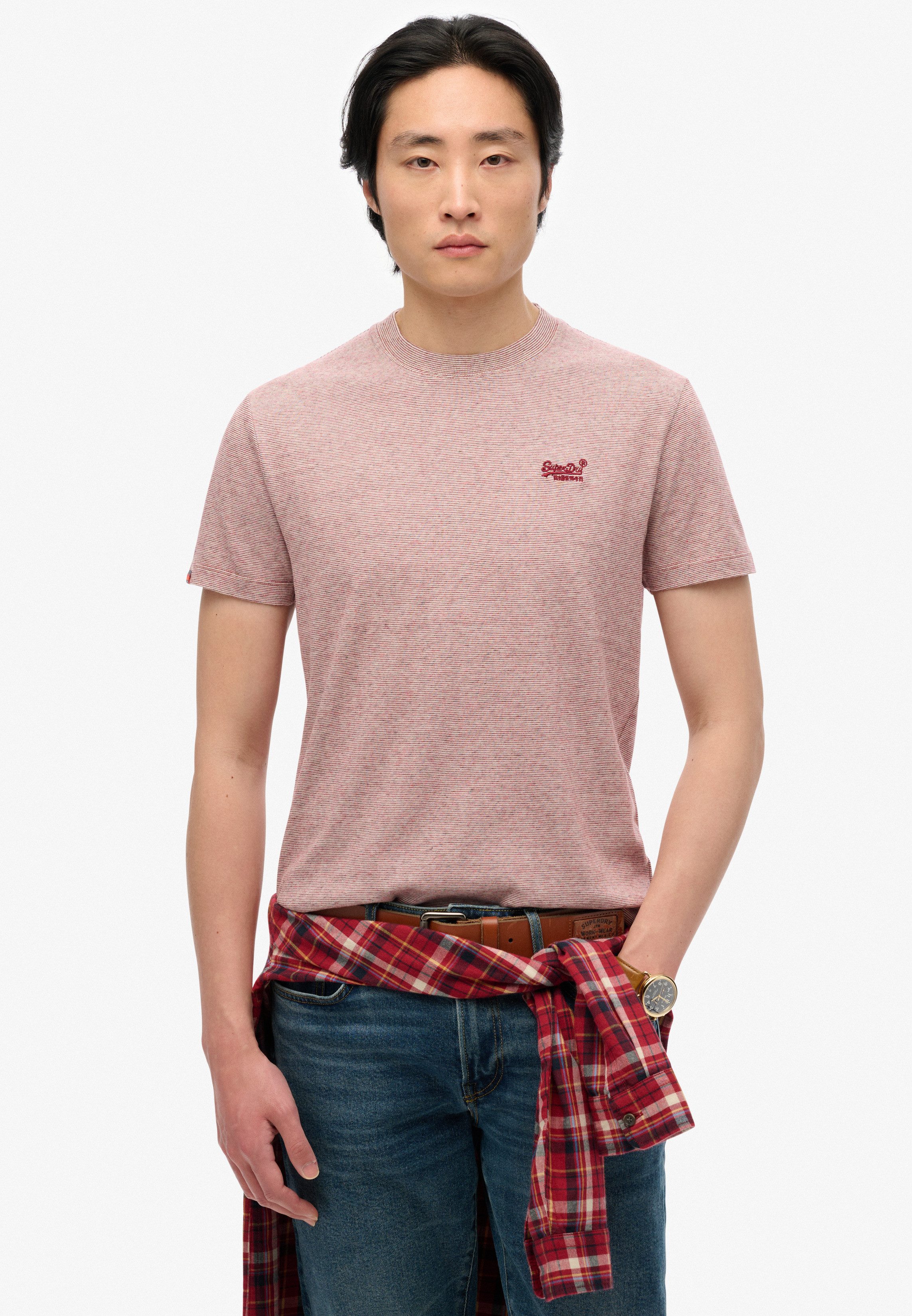 Superdry Shirt met ronde hals ESSENTIAL LOGO EMB TEE heren ronde hals maat S rood