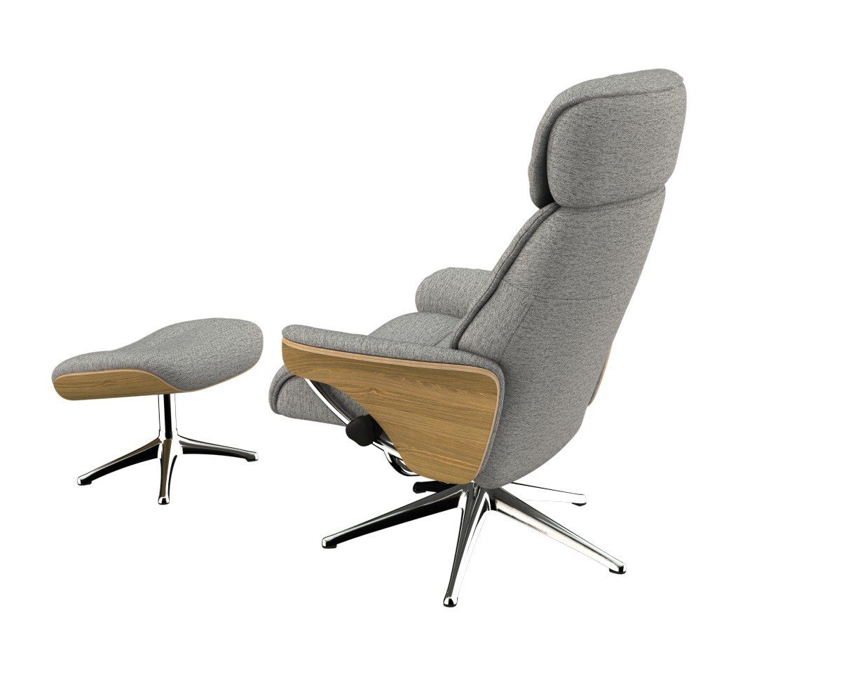 FLEXLUX Relaxfauteuil Aarhus, functionele stoel, gestoffeerde stoel, armleuning, TV-fauteuil, Relaxfunctie & hoofd- en rugverstelling, armleuning eiken, voet aluminium