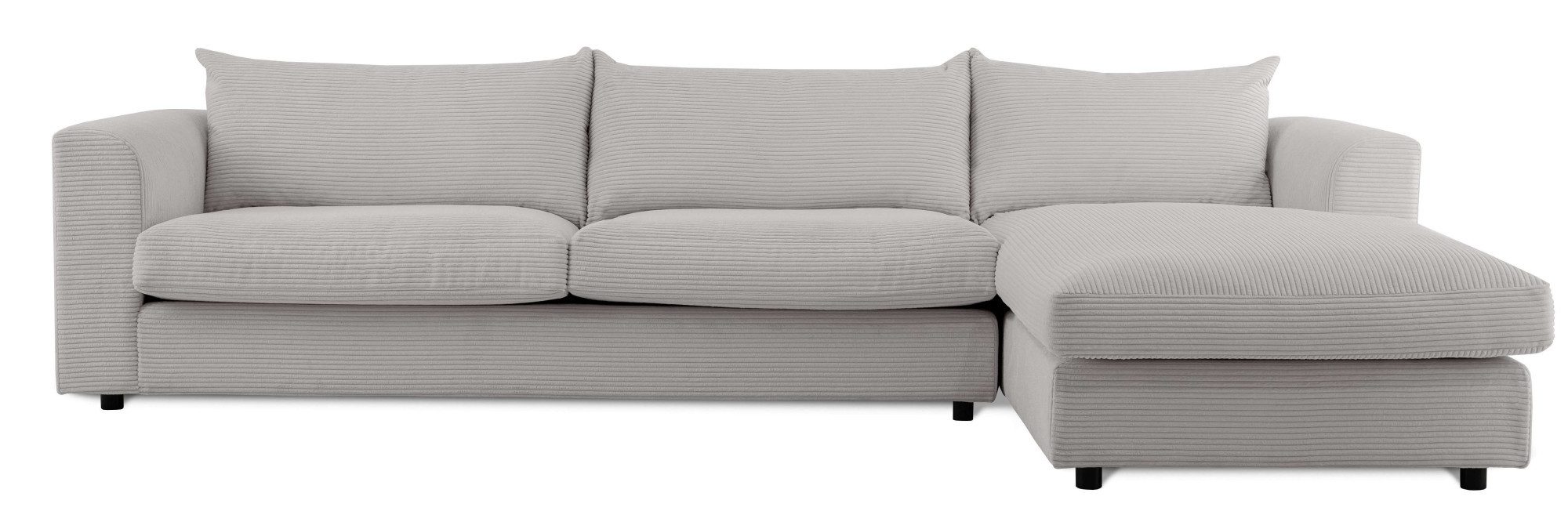 LeGer Home by Lena Gercke Hoekbank Avelina Breedte 297 cm, in cord- en chenille-stof, rugkussen met veren (2-delig)
