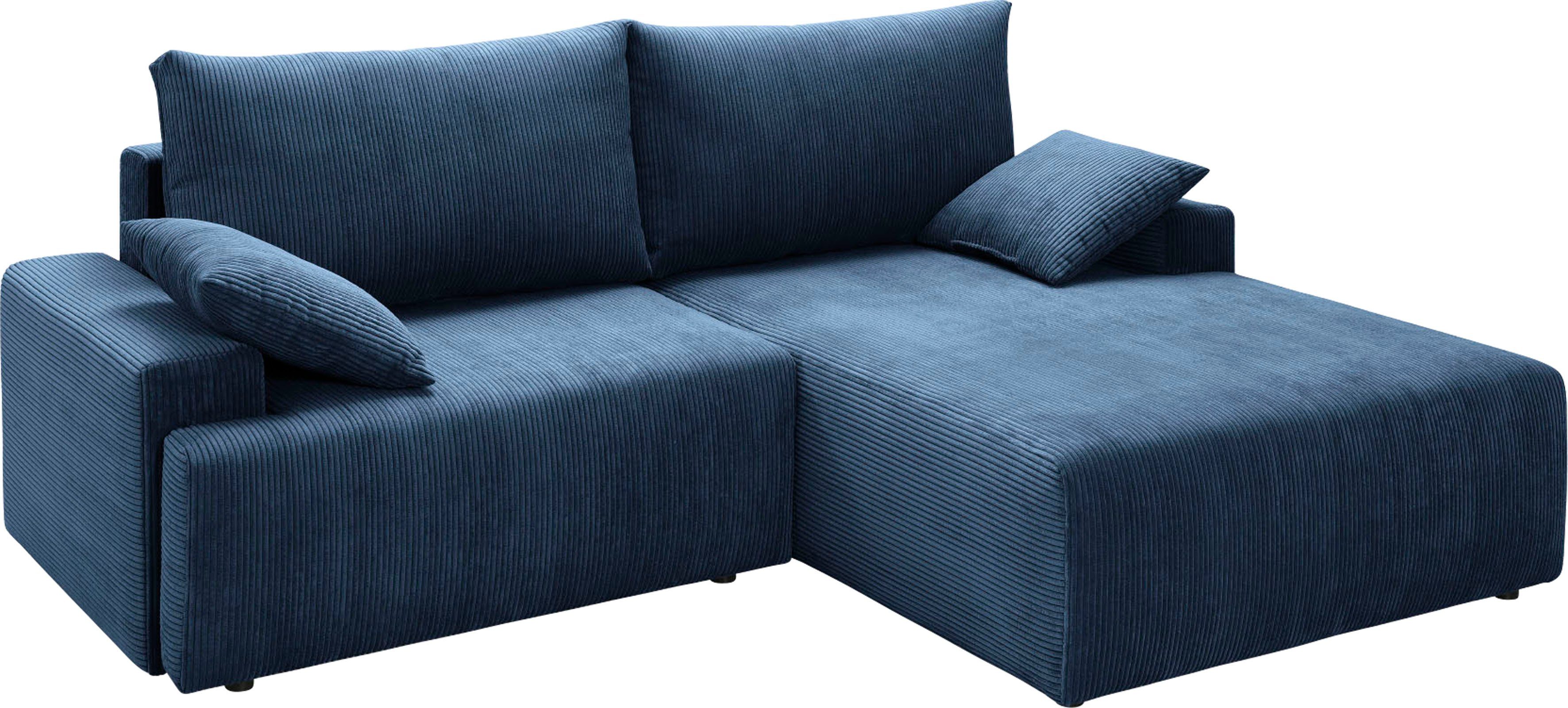 exxpo - sofa fashion Hoekbank Orinoko, actueel design en hoog zitcomfort, L-vorm inclusief bedfunctie en bedlade, mooie kleuren in trendy cord