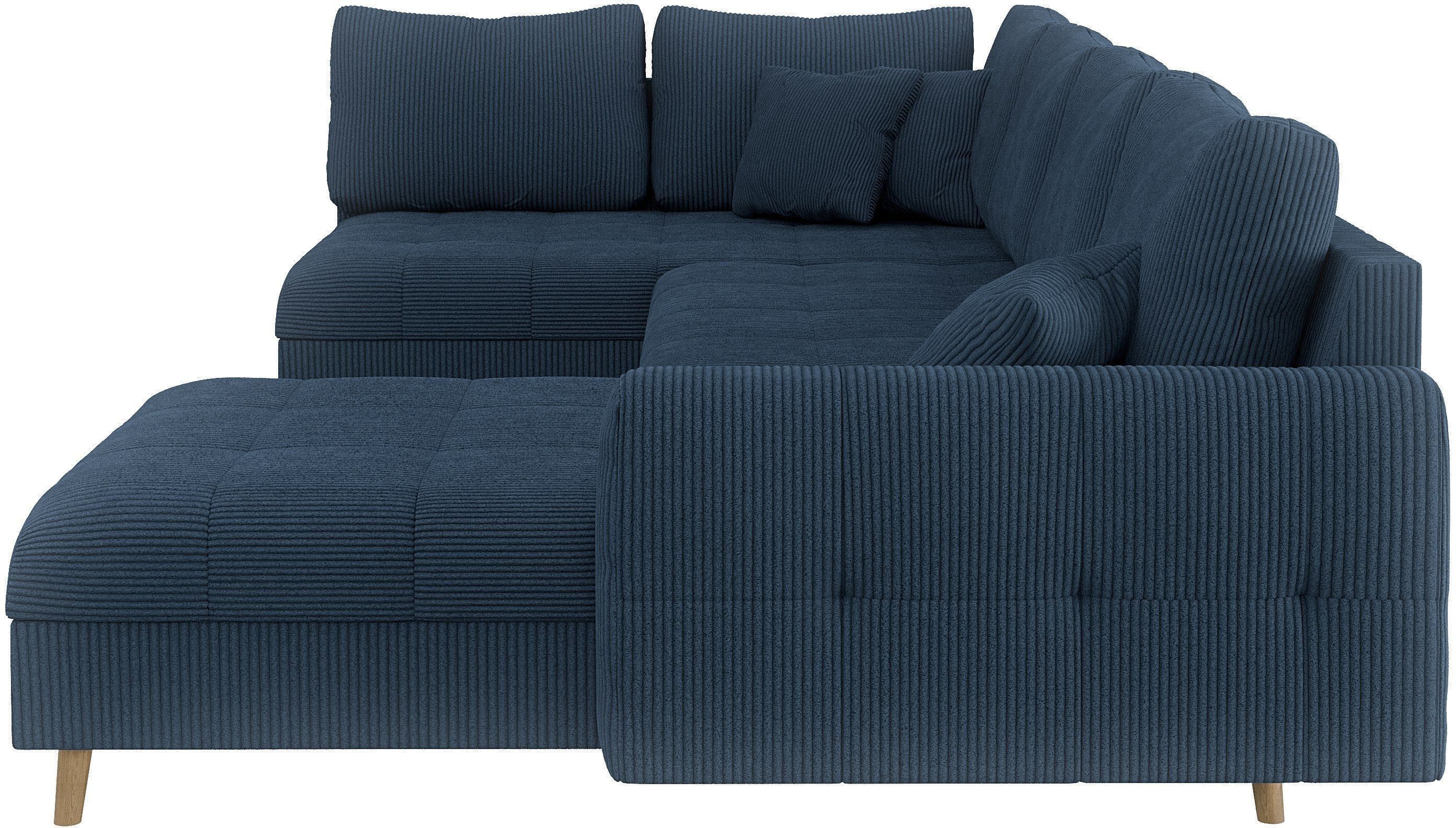 Home affaire Zithoek CHARRE U-vorm met ottomane, afmetingen B/D/H: 310/161/81 cm fijne stiksels, losse rug- en sierkussens, ook in cord en bouclé