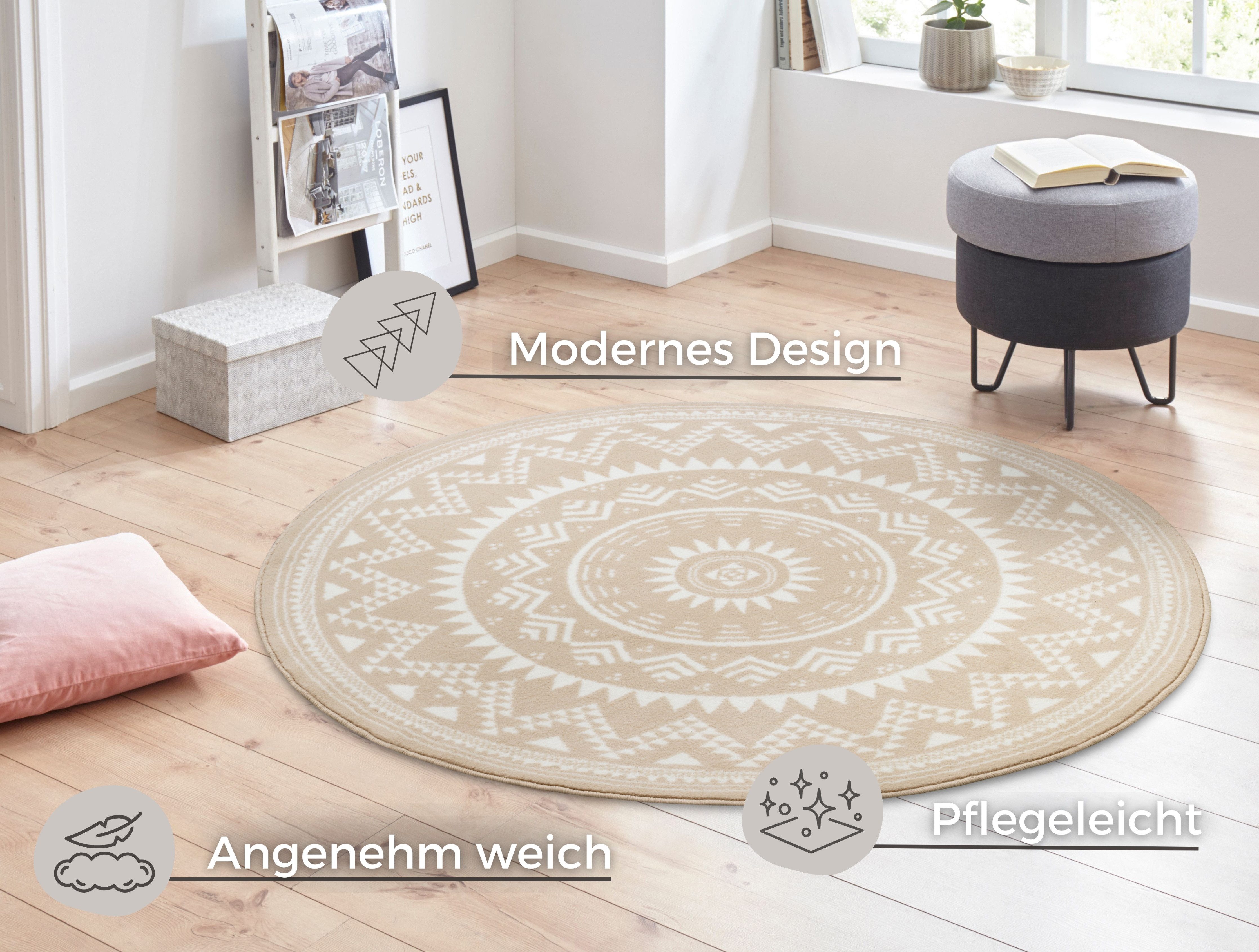 HANSE Home Vloerkleed Valencia Korte pool, modern, vintage, mandala, woonkamer, kinderkamer, hal