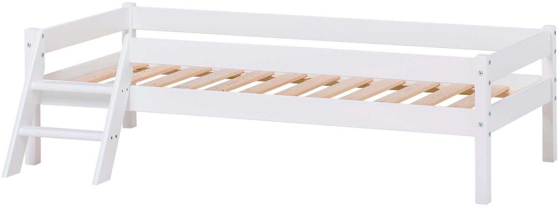 Lüttenhütt Kinderbed ECO One Kinderbed met valbeveiliging en ladder, keuze uit 3 kleuren en matrassen