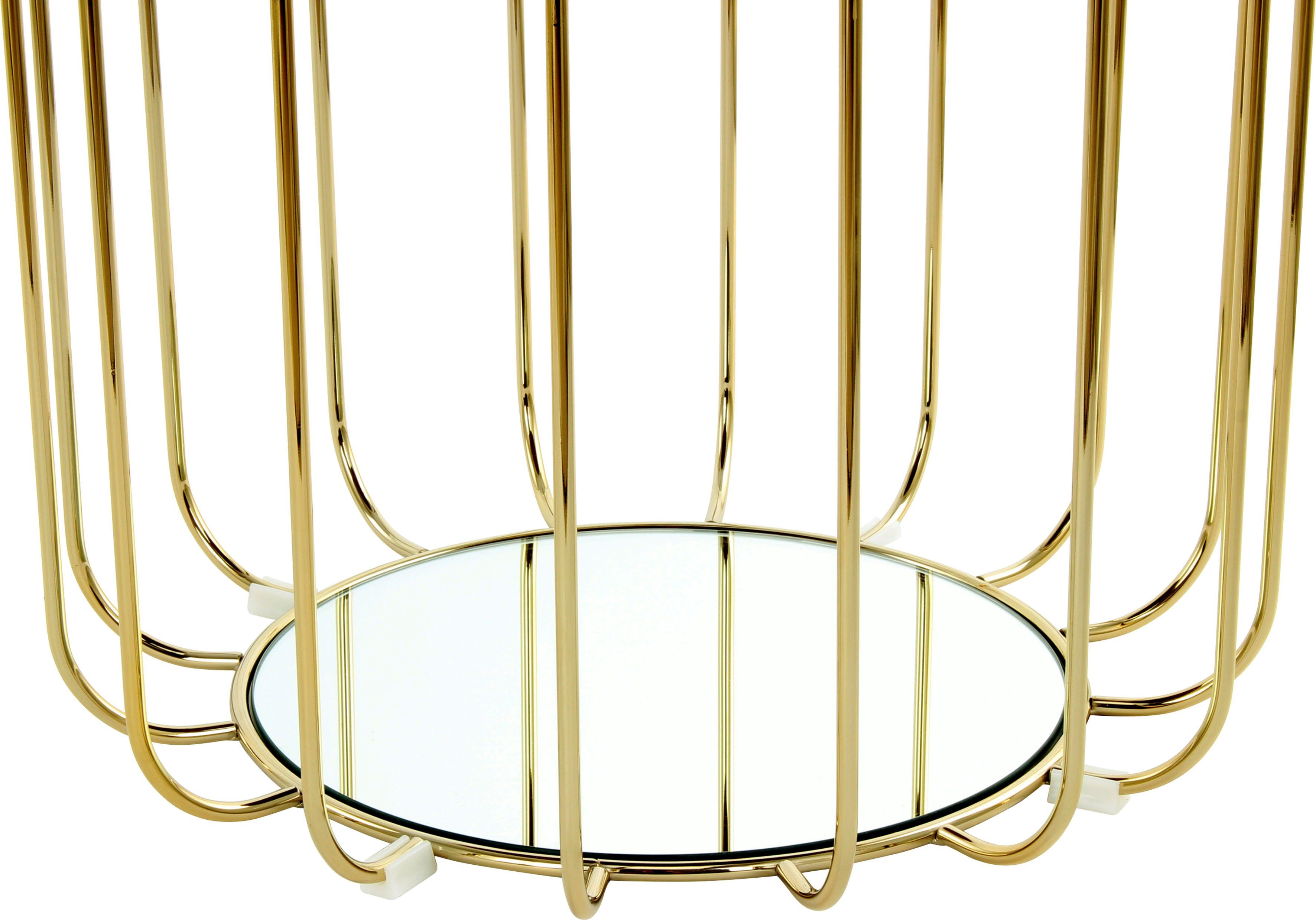 Kayoom Bijzettafel Pouf Comfortable 110, afneembare en omkeerbare bovenkant praktisch om te bouwen tot tafel of voetenbank/poef, met spiegelglas (1 stuk)