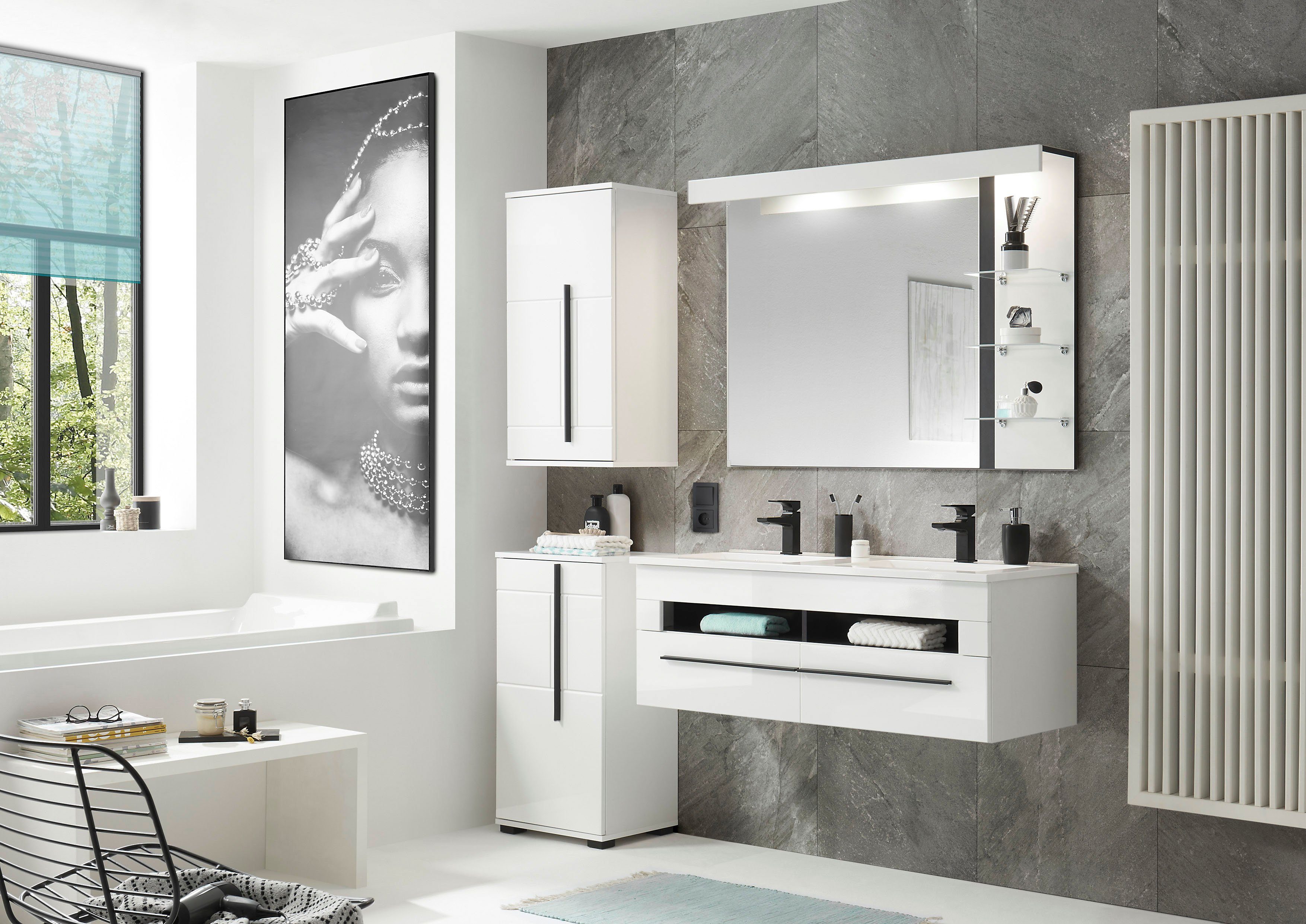 INOSIGN Hangend kastje Cantara, badkamerkast in hoogglans wit, hangkast in modern ontwerp