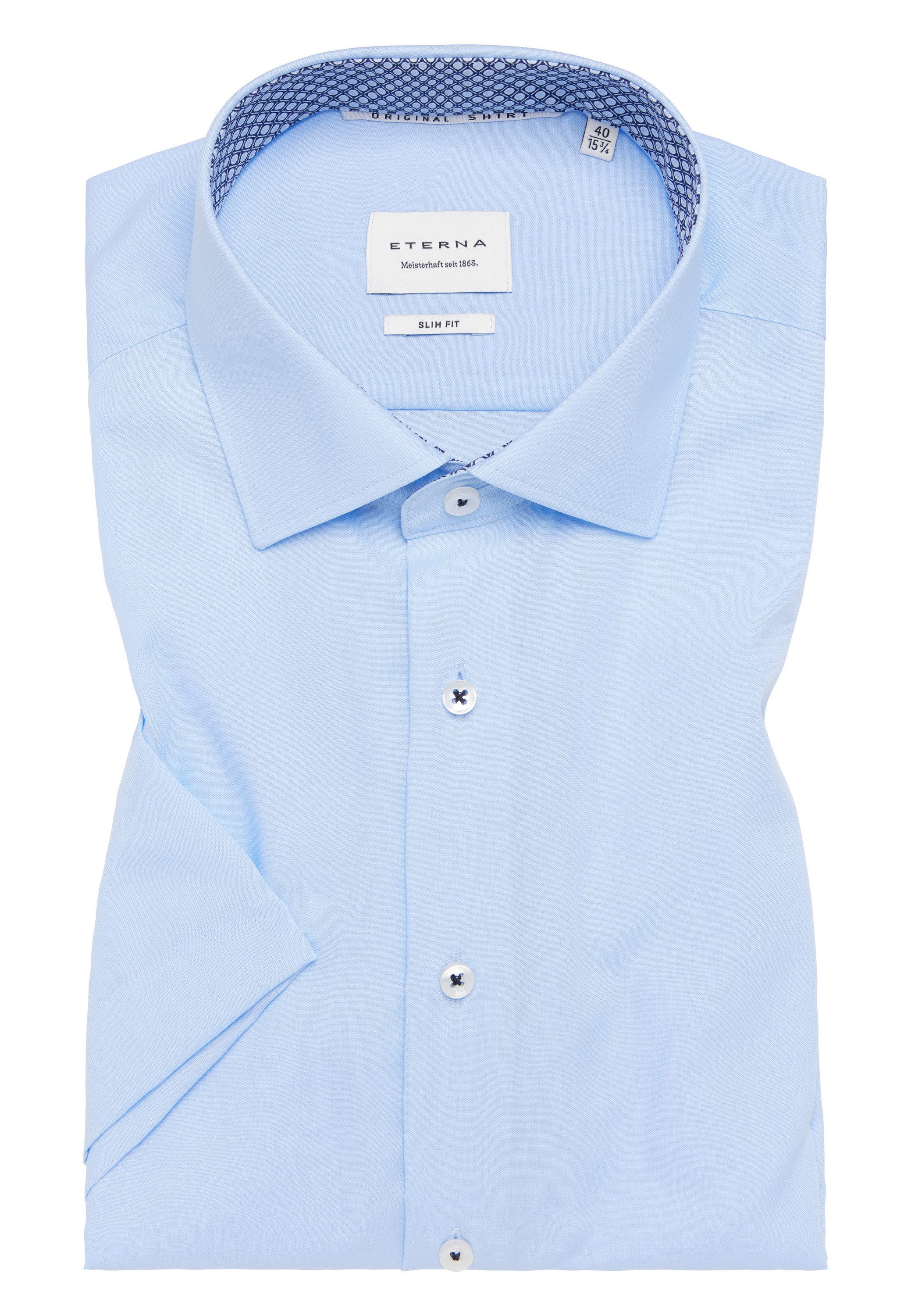 Eterna Overhemd met korte mouwen Slim fit NON IRON (strijkvrij)