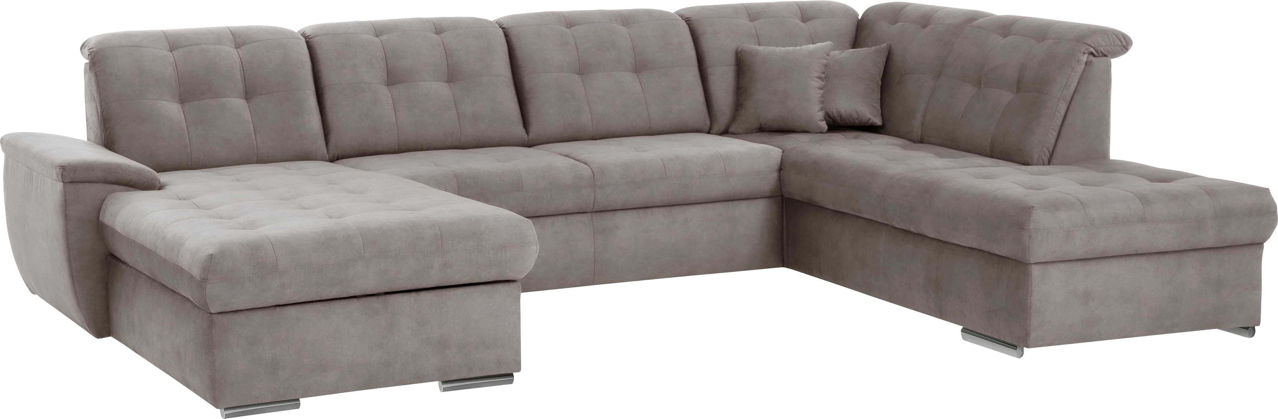 exxpo - sofa fashion Zithoek Durango, uitgebreide zit- en rugverwerking, comfortabel, U-vorm inclusief verstelbare hoofdsteun, naar keuze met slaapfunctie en bedkist (4-delig)