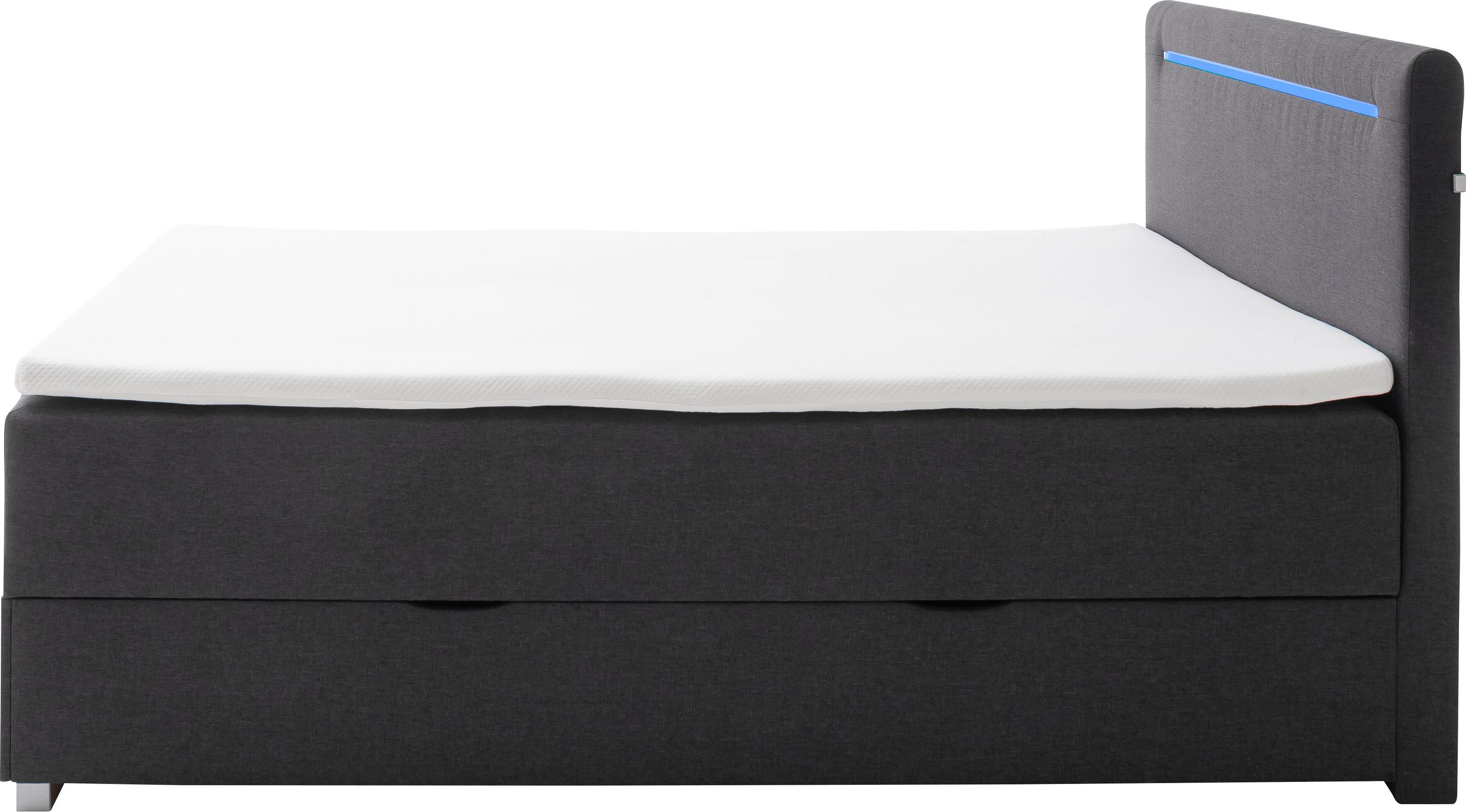 meise.möbel Boxspring Las Vegas 2 inclusief ledverlichting in het hoofdbord, met bedkist en topmatras
