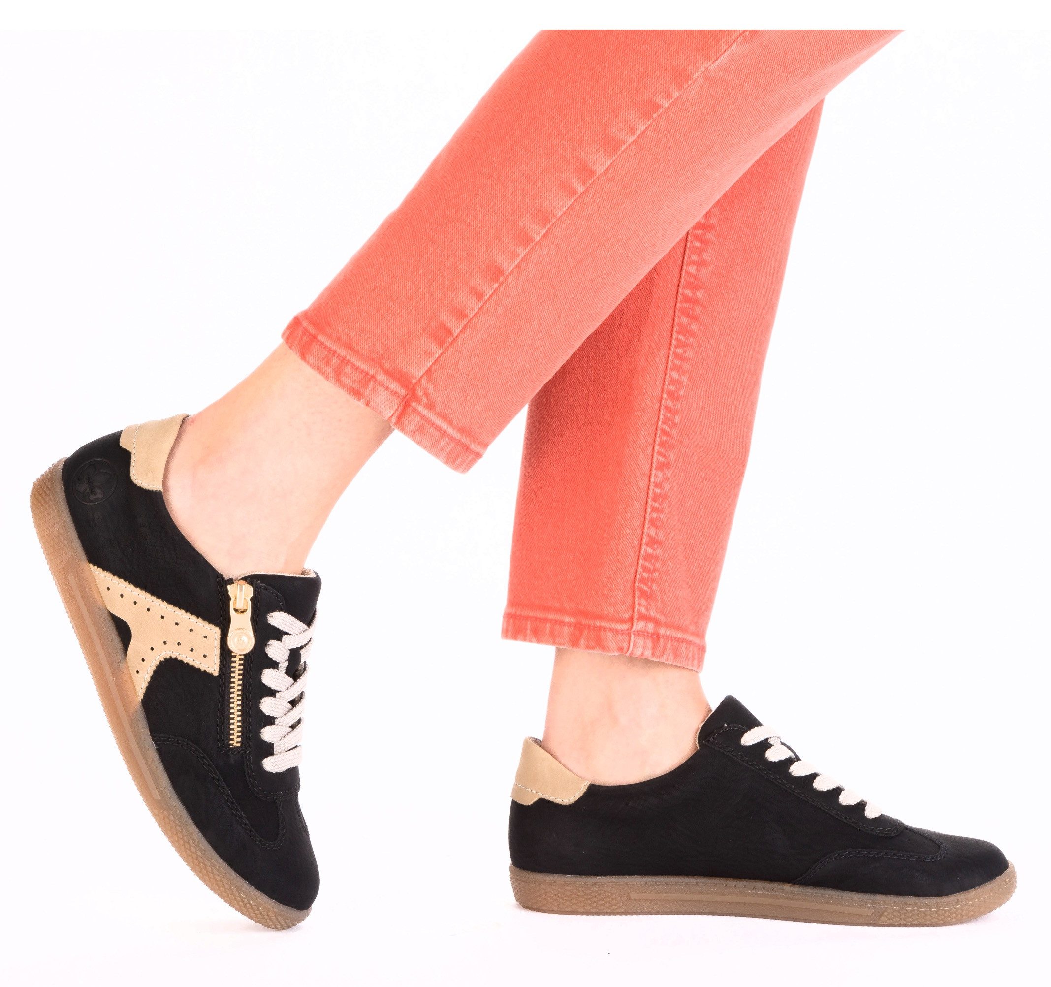 Rieker Sneakers , lage schoen, vrijetijdsschoen, veterschoen met ritssluiting