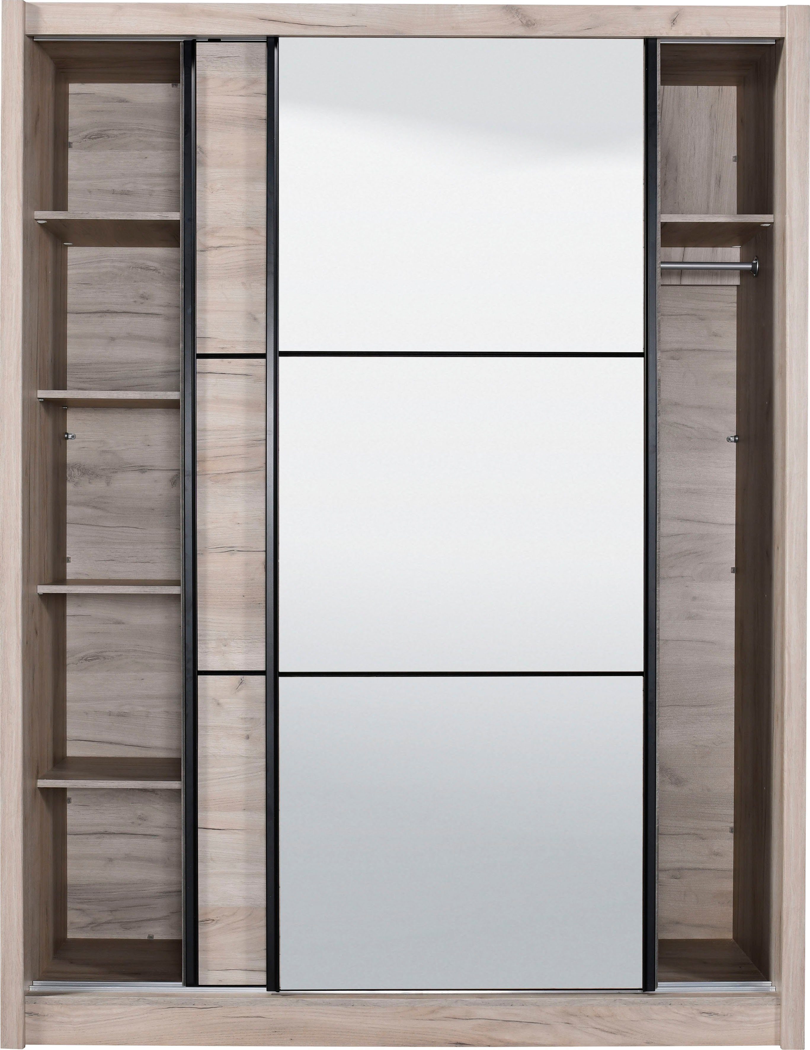 INOSIGN Zweefdeurkast Navara kledingkast met spiegel linnenkast garderobe met royale binnenuitrusting, fsc®-gecertificeerd, in 3 breedtes