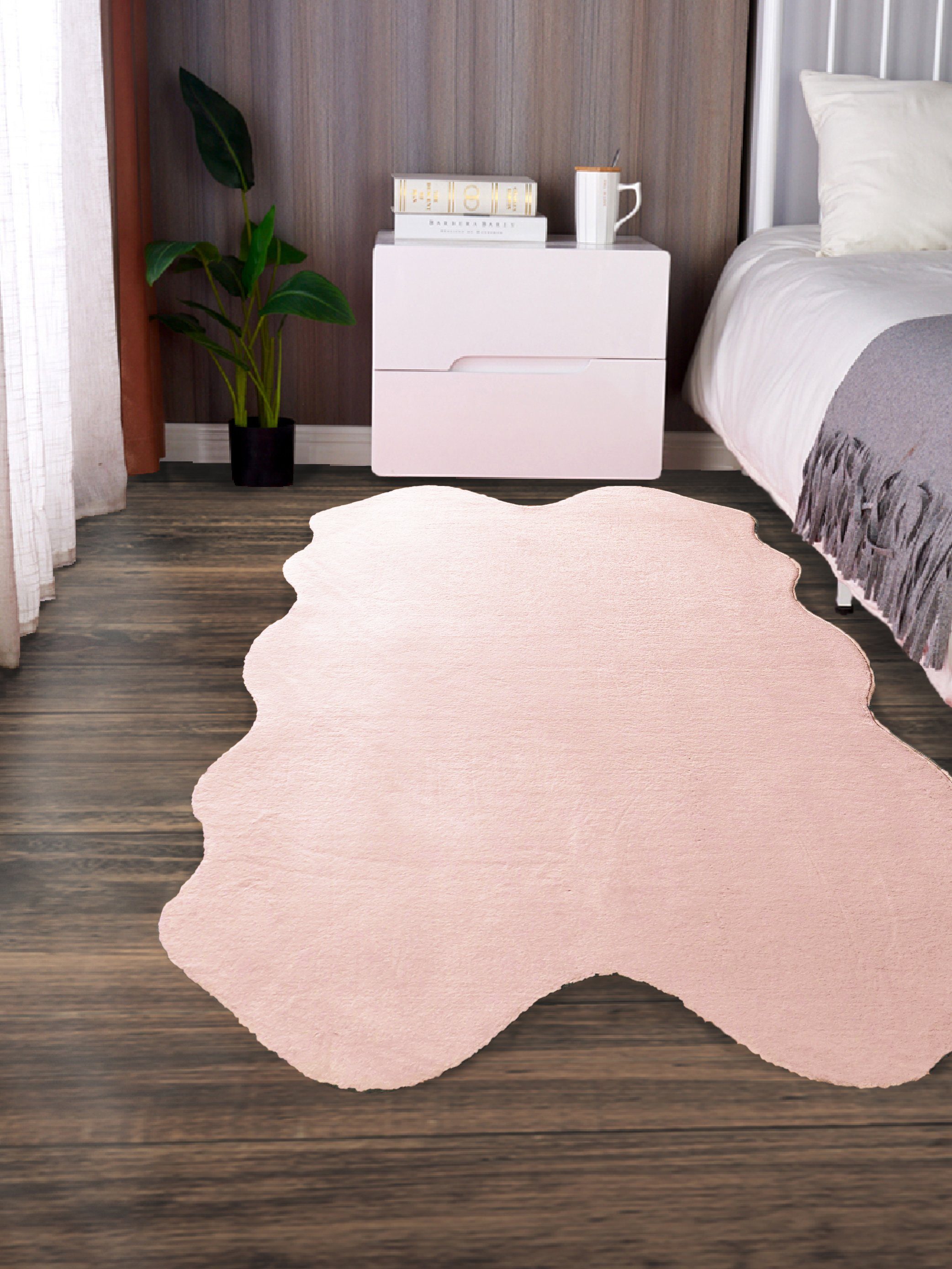 Leonique Vachtvloerkleed Balu, duurzame kunstbont tapijt, modern, langpolig Imitatiebont in konijnenbont-gevoel, woonkamer, slaapkamer, eetkamer