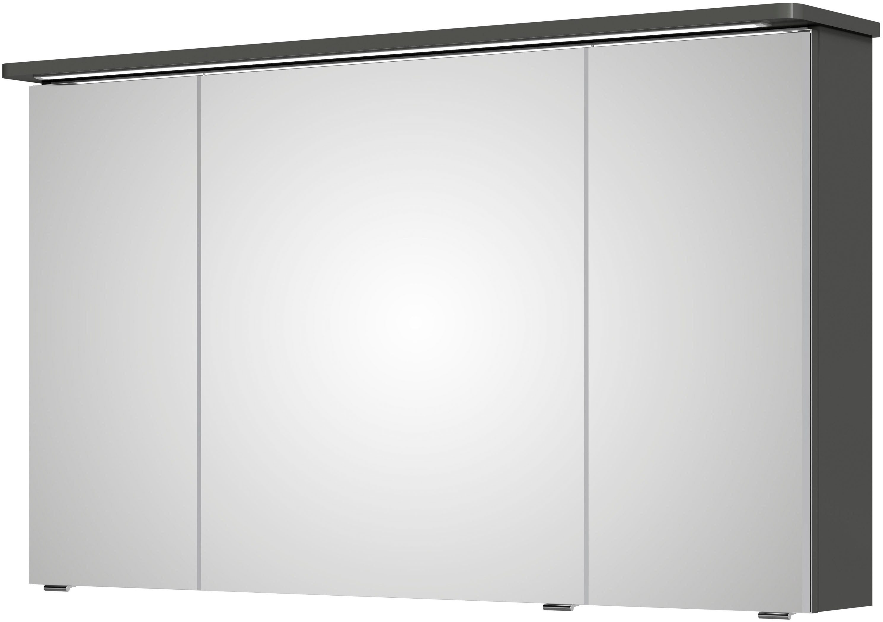 Saphir Spiegelkast Serie 4005 badkamer spiegelkast incl. LED-kransverlichting Badkast 120 cm breed, 3 deuren, 6 glazen legplanken, incl. deurdemper
