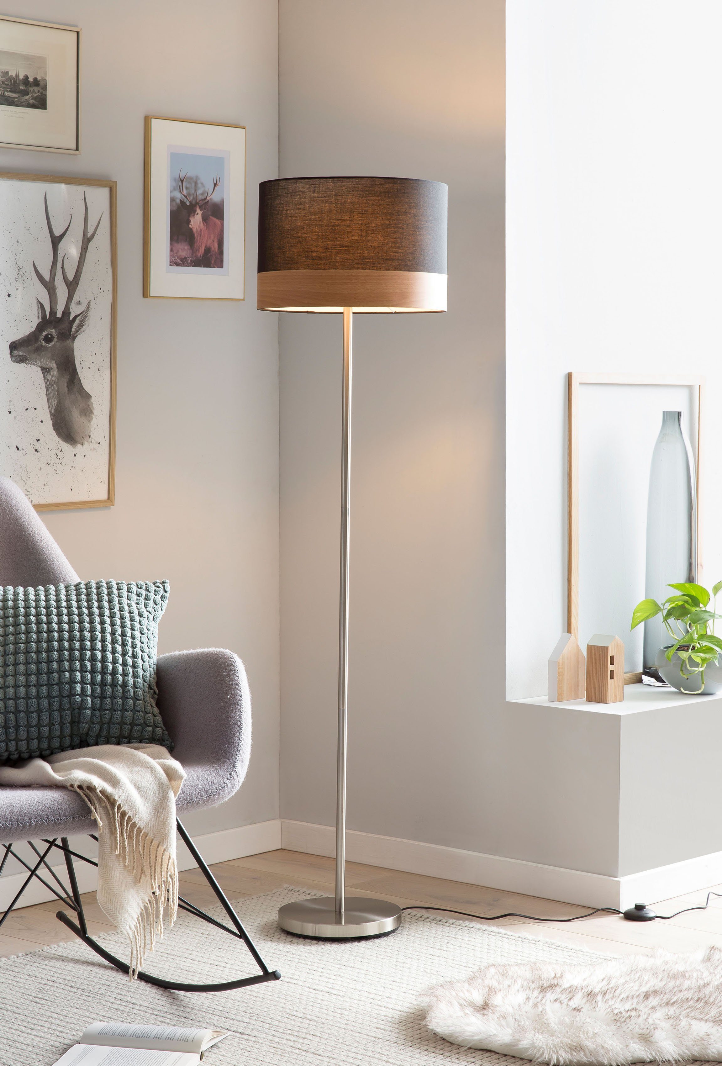 Huiswerk Previs site Platteland SalesFever Staande lamp Jannes Decor lampenkap in hout-look bestellen bij |  OTTO