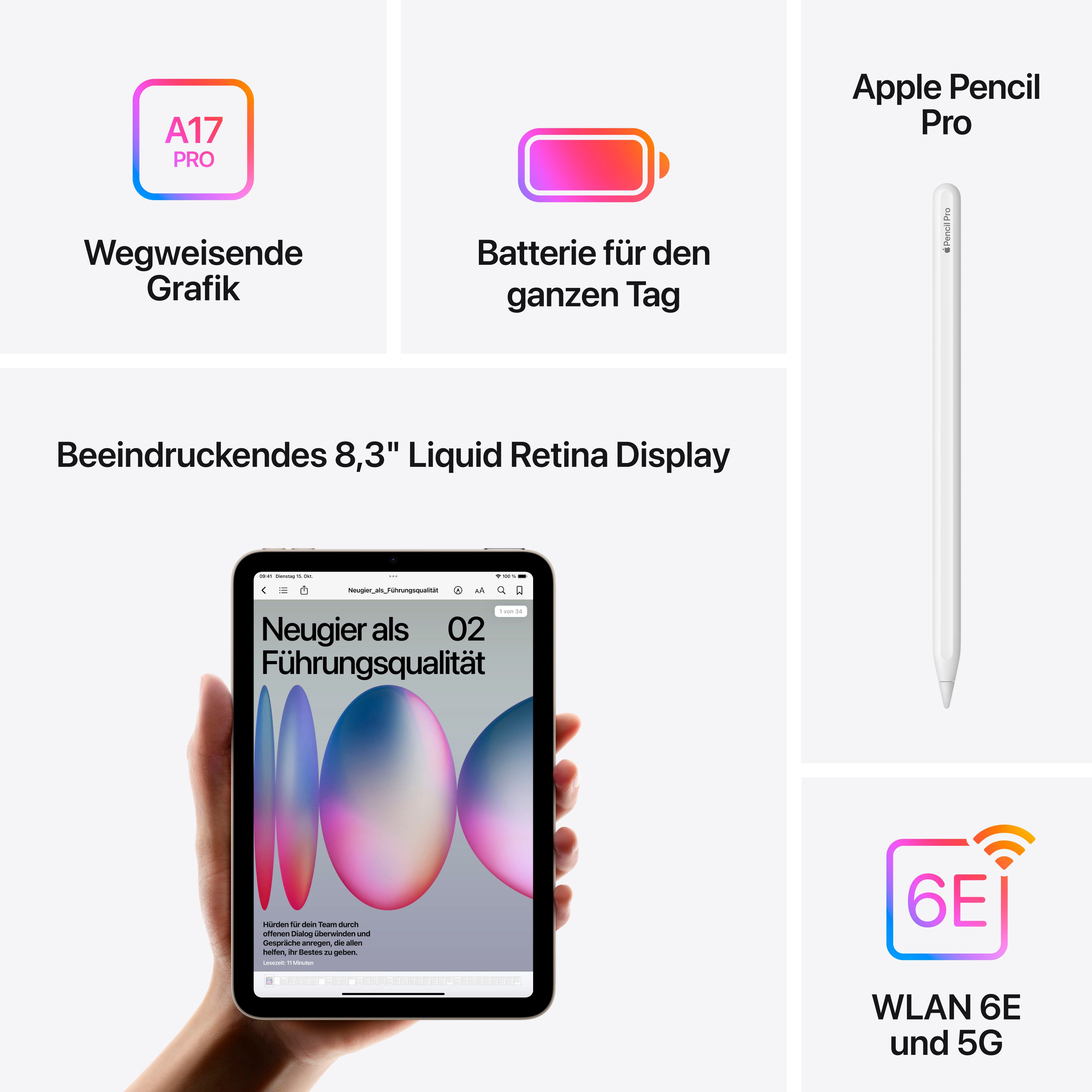Apple Tablet iPad mini 2024 Wi-Fi + Cellular 512GB, 8.3 ", iPadOS