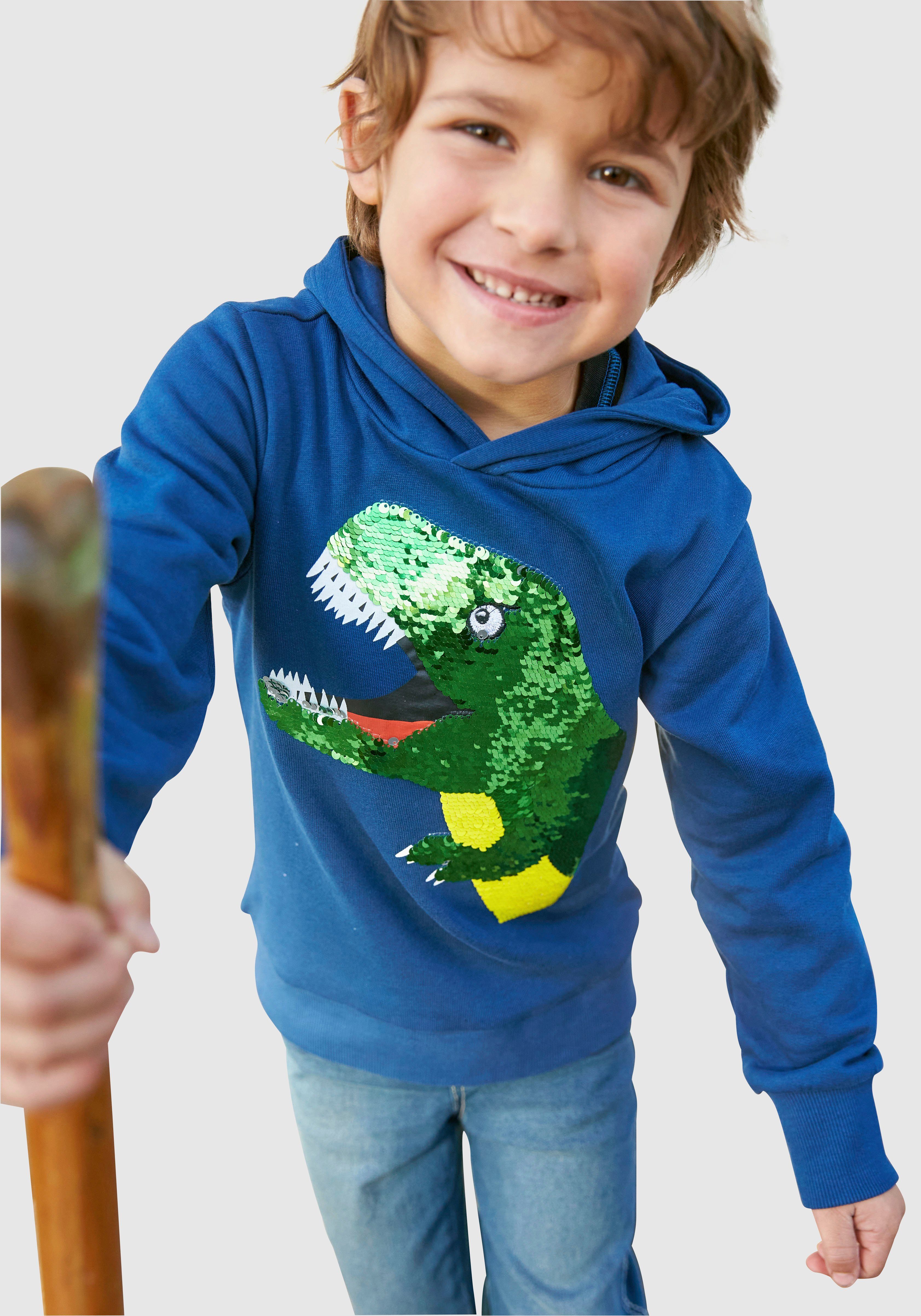 KIDSWORLD Hoodie Met leuke dino van omkeerbare pailletten Lange mouwen, basic pasvorm, bedrukt,...