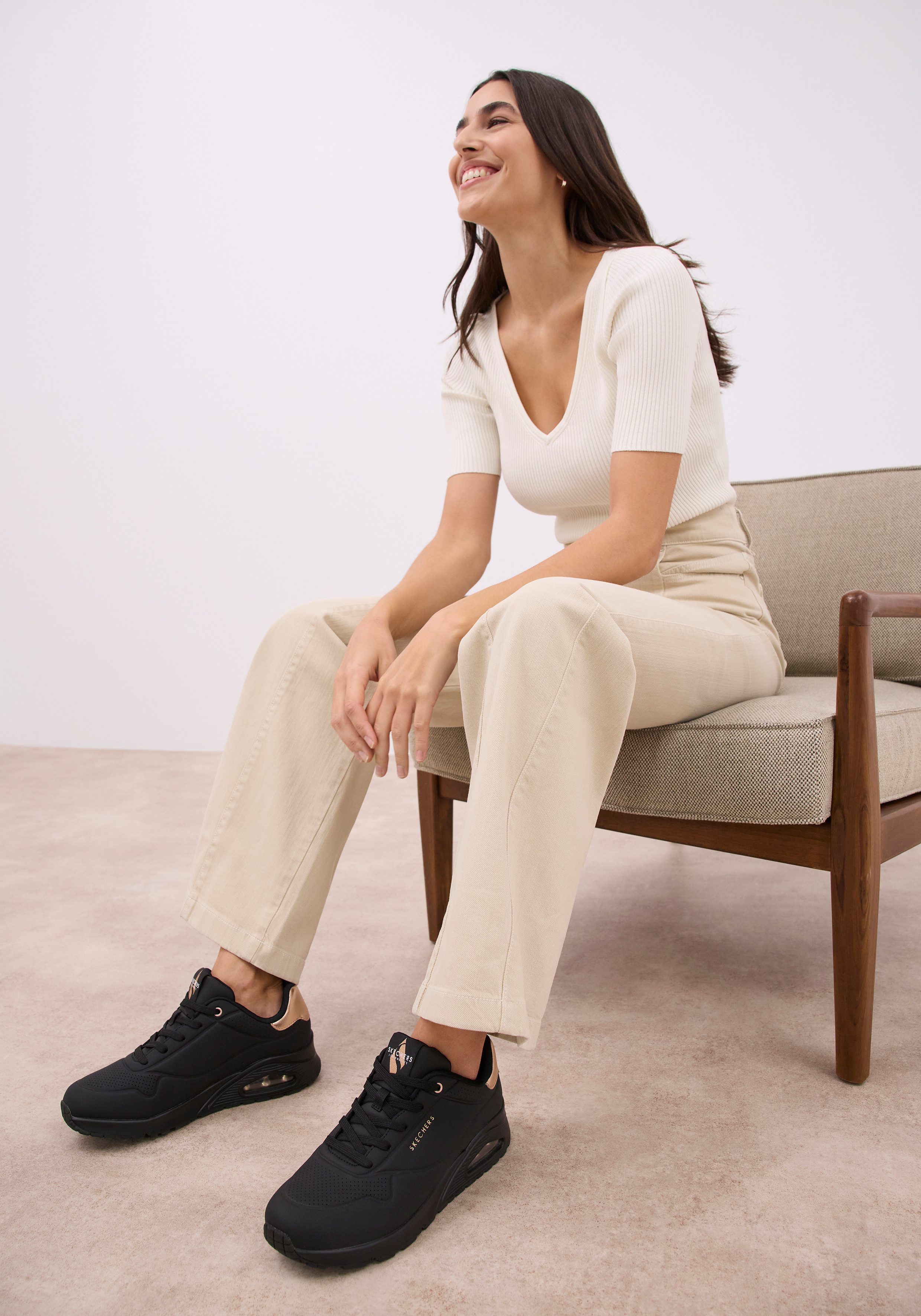 Skechers Sneakers UNO GOLDEN AIR Vrijetijdsschoen, lage schoen, veterschoen met metallic inzet