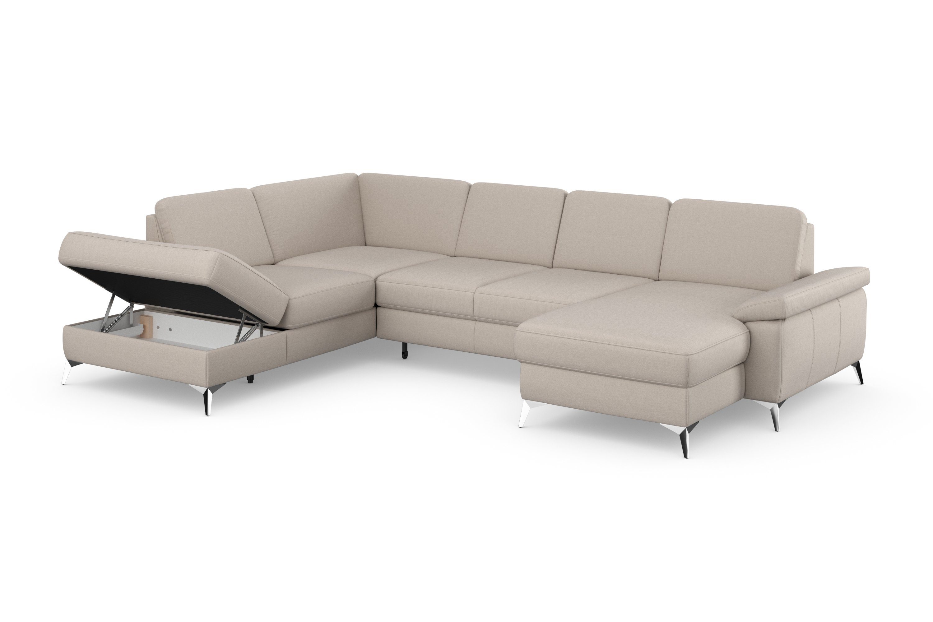 sit&more Zithoek Padua U-model inclusief zitdiepteverstelling, armleuning en binnenvering