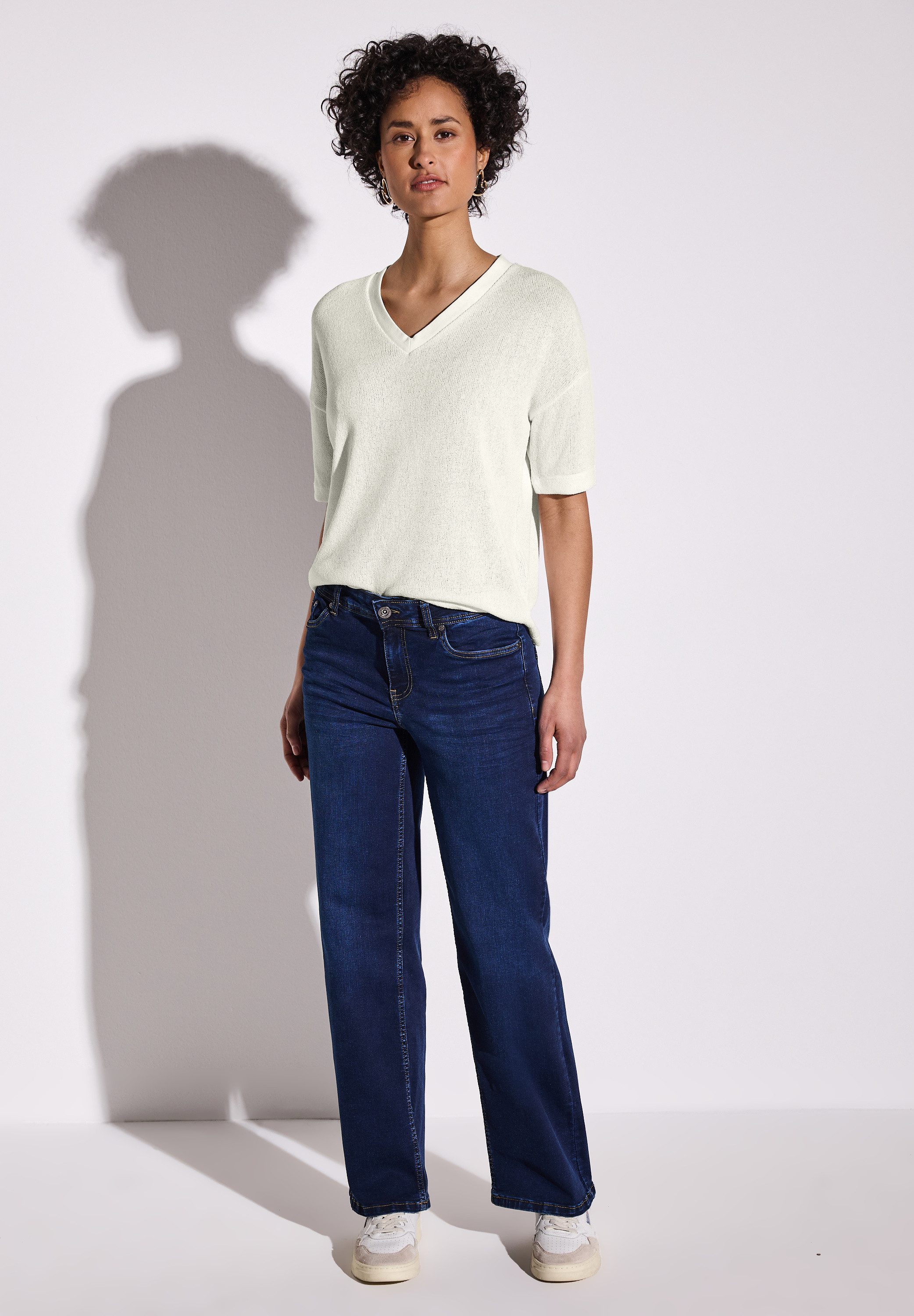 STREET ONE T-shirt in brei-look met v-hals