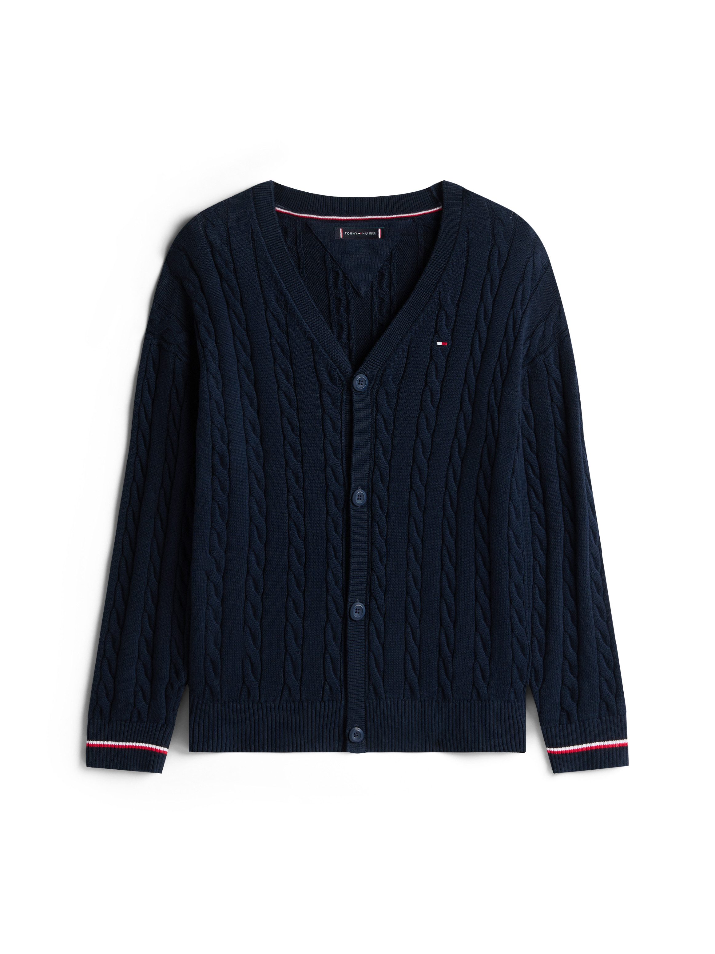 Tommy Hilfiger Gebreide trui COTTON CABLE GLOBAL STRIPE CARDI