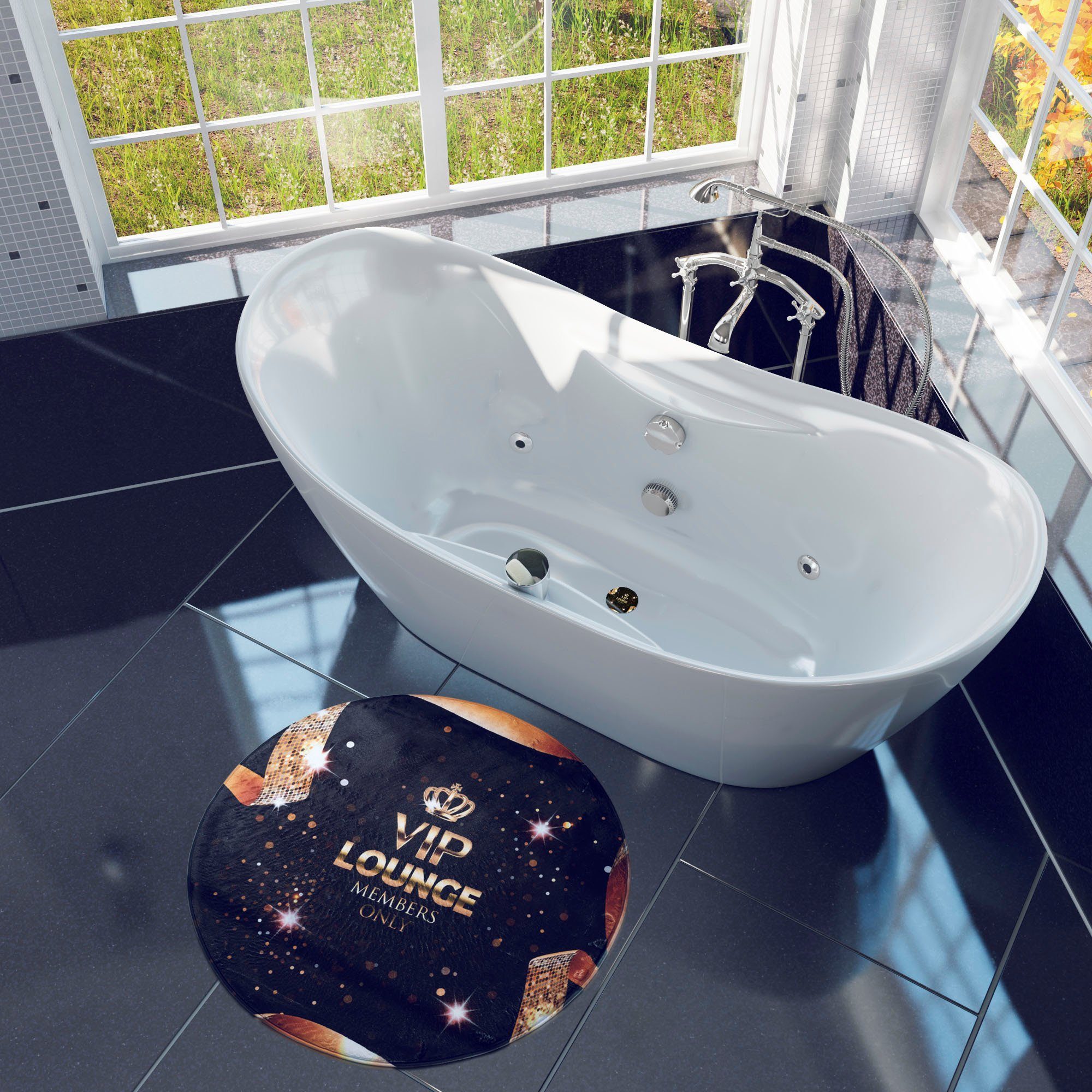 Sanilo Foam-badmat Rond, VIP-lounge superzacht, volle kleuren, antislip, wasbaar, ø80cm (1 stuk)