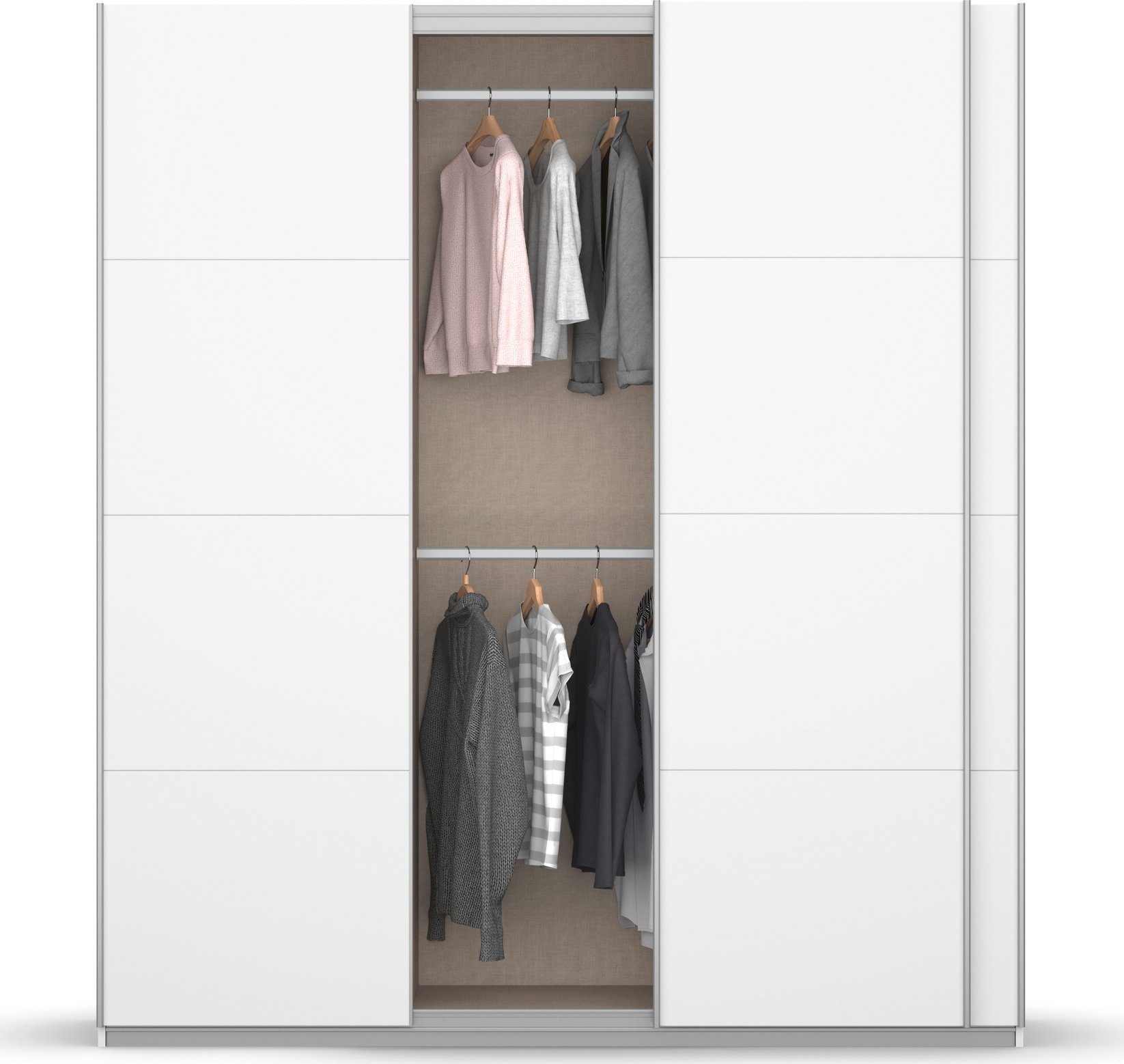 rauch Zweefdeurkast Kledingkast kast garderobe KOLUNA met decor-front inclusief 2 binnenladen en extra legplanken made in germany