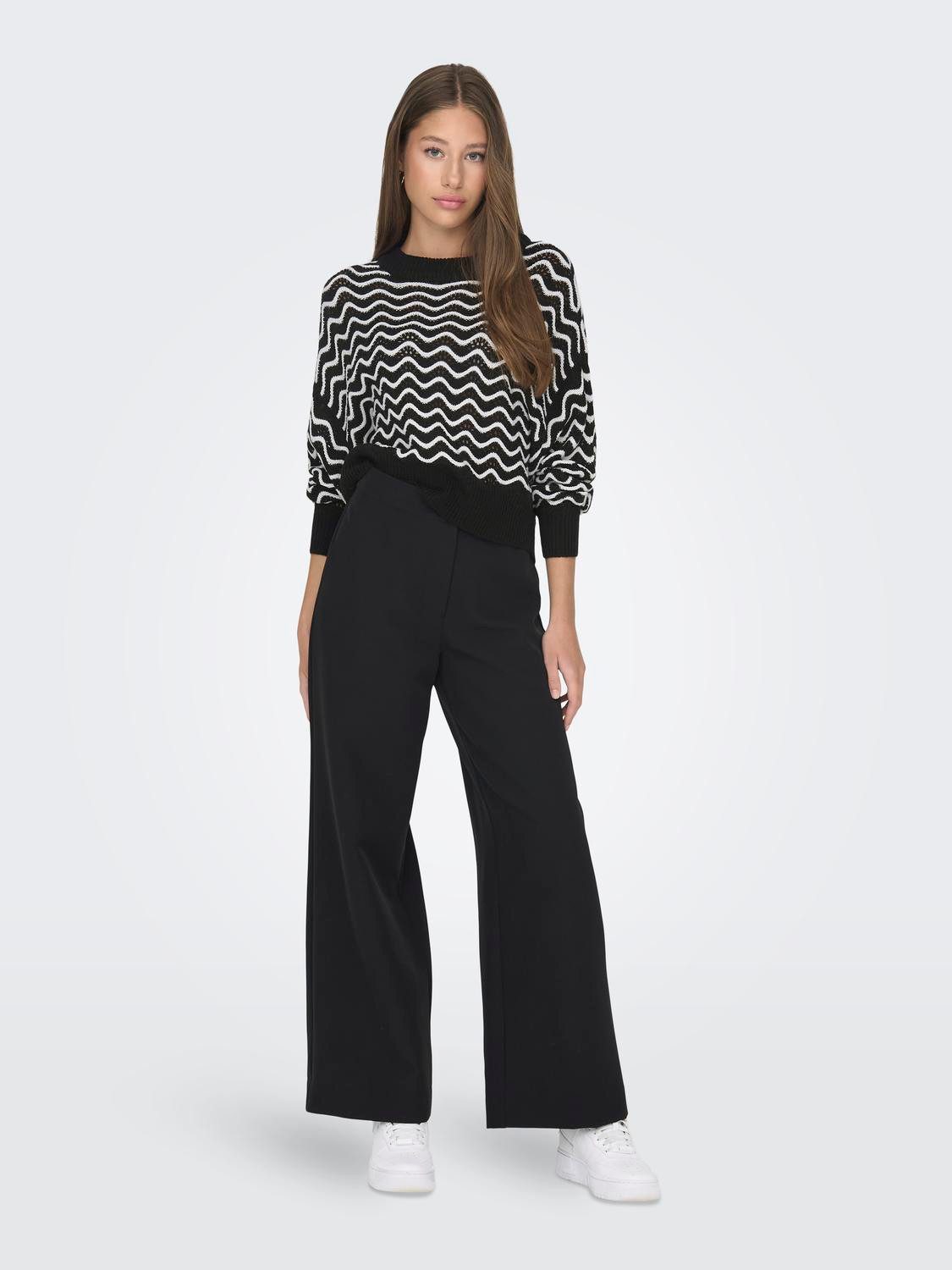 JDY Trui met ronde hals JDYRITA L/S SHORT STRUC PULL KNT NOOS