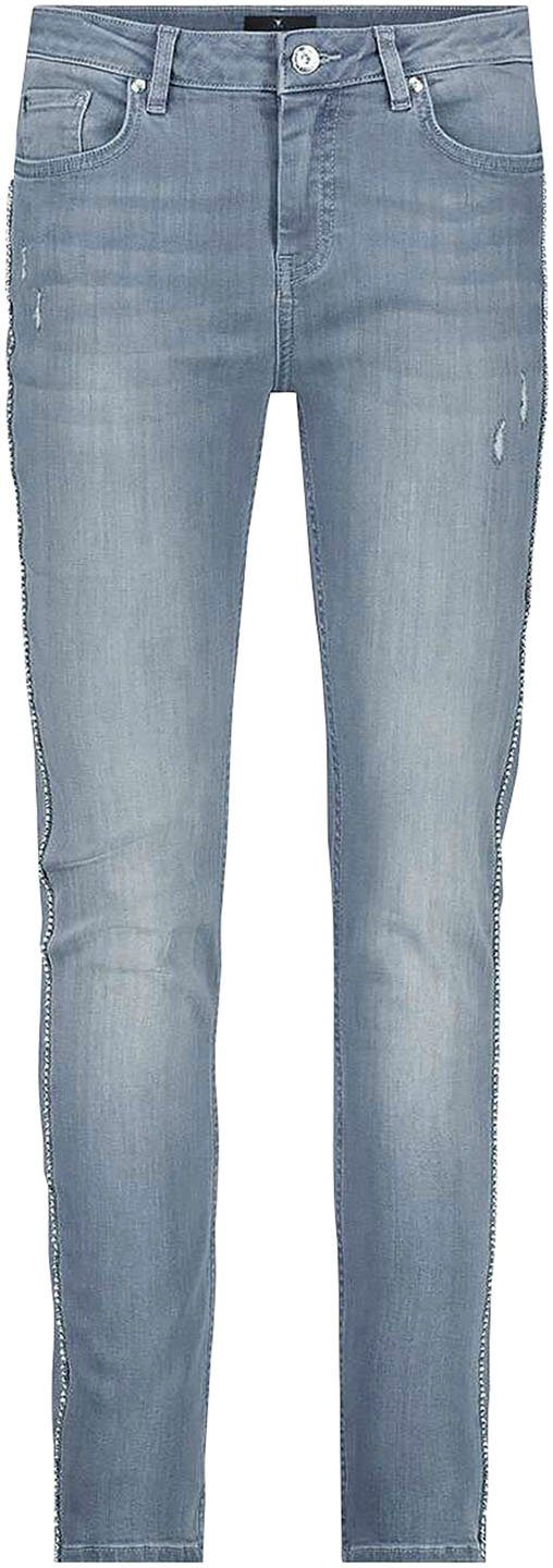 Monari Skinny jeans met glinsterende stras aan de zijkant