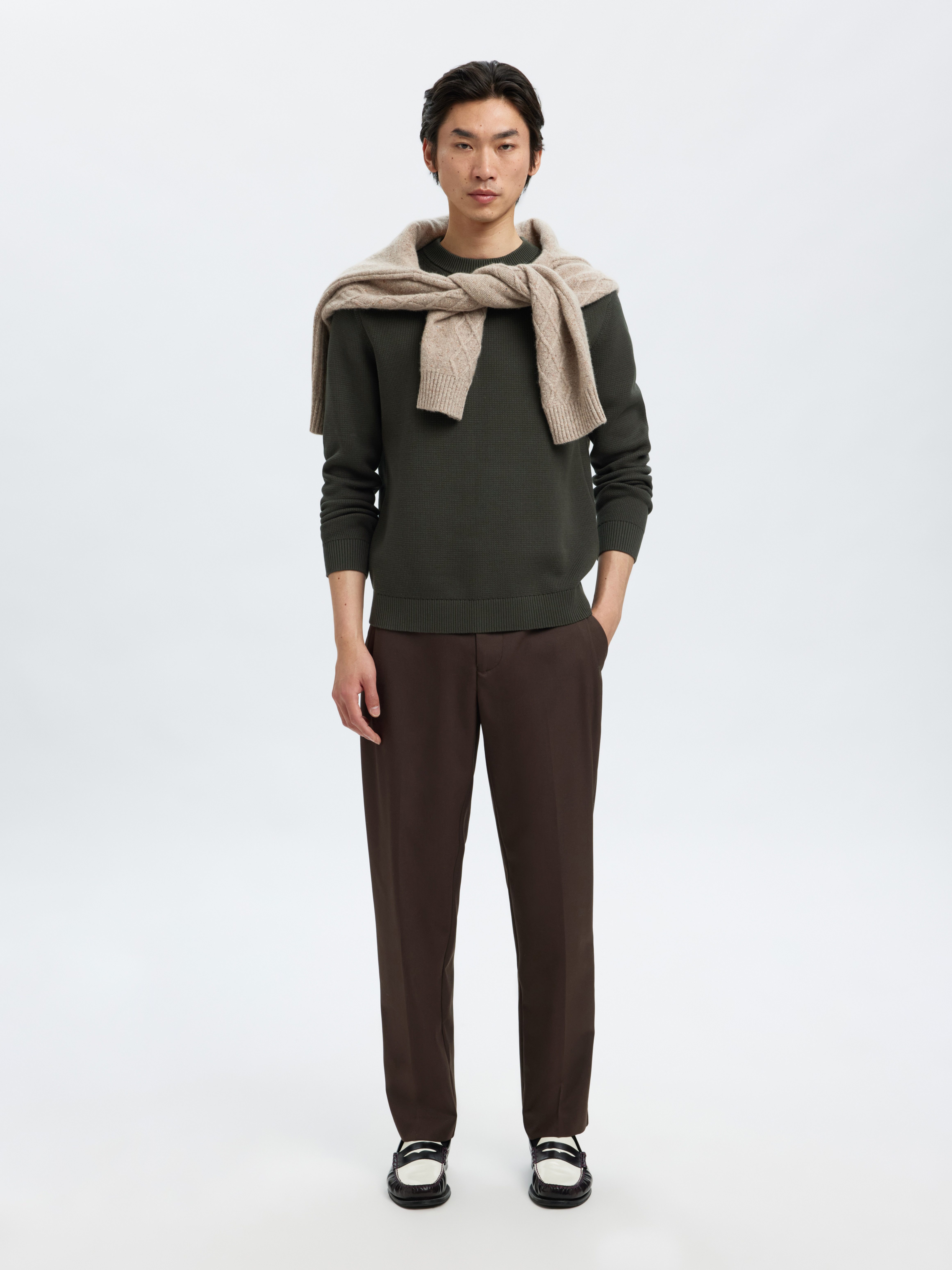 SELECTED HOMME Trui met ronde hals SLHDANE LS KNIT STRUCTURE CREW NECK NOOS