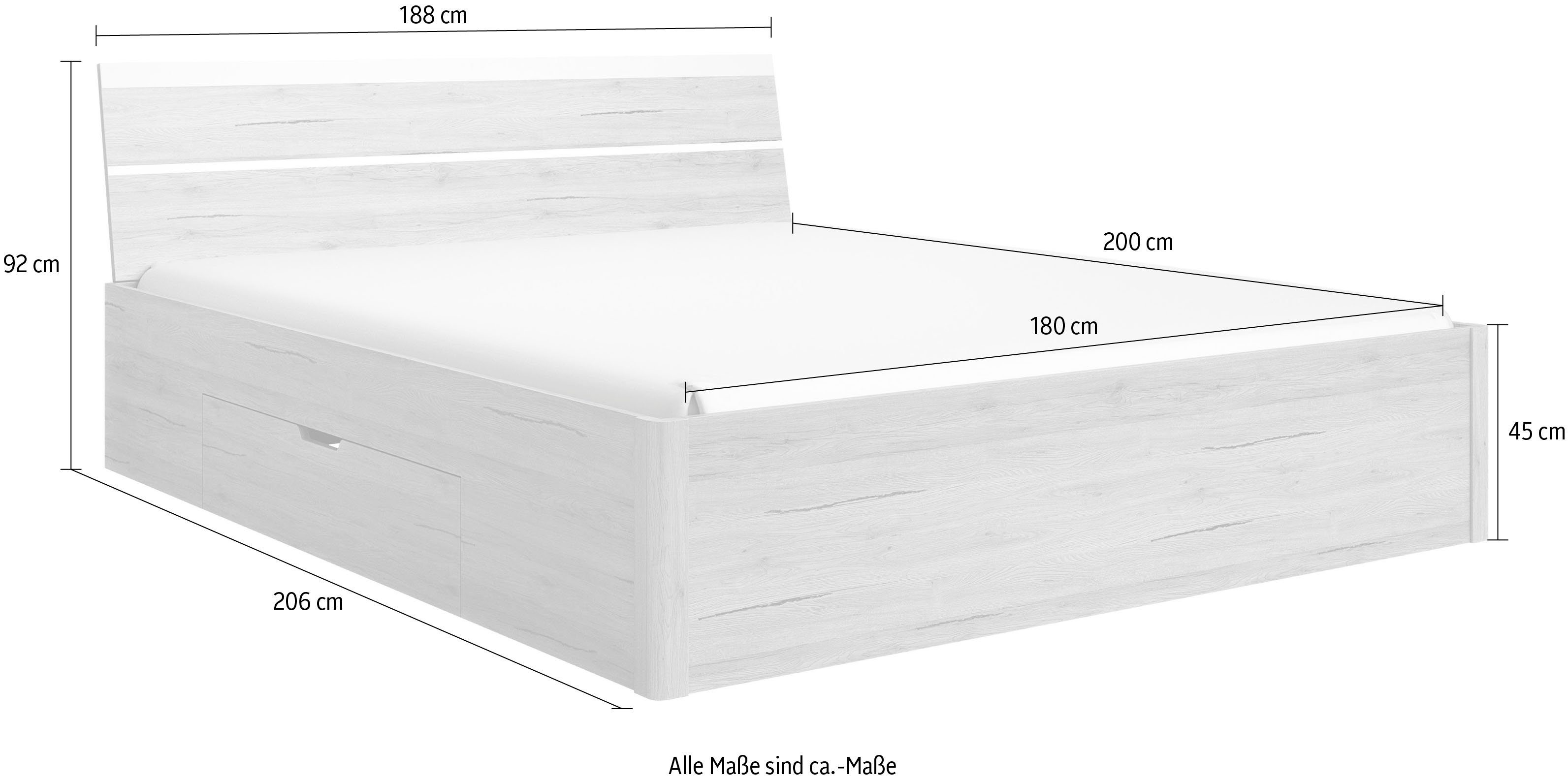 INOSIGN Ledikant met bergruimte Beta, breedte 160 of 180cm, moderne bedopstelling met 2 lades