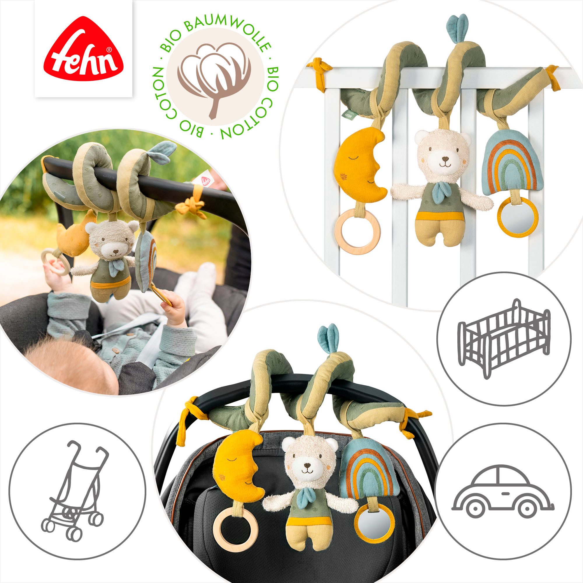 Fehn Grijpspeeltje FehnNATUR, Activity-spiraal beer