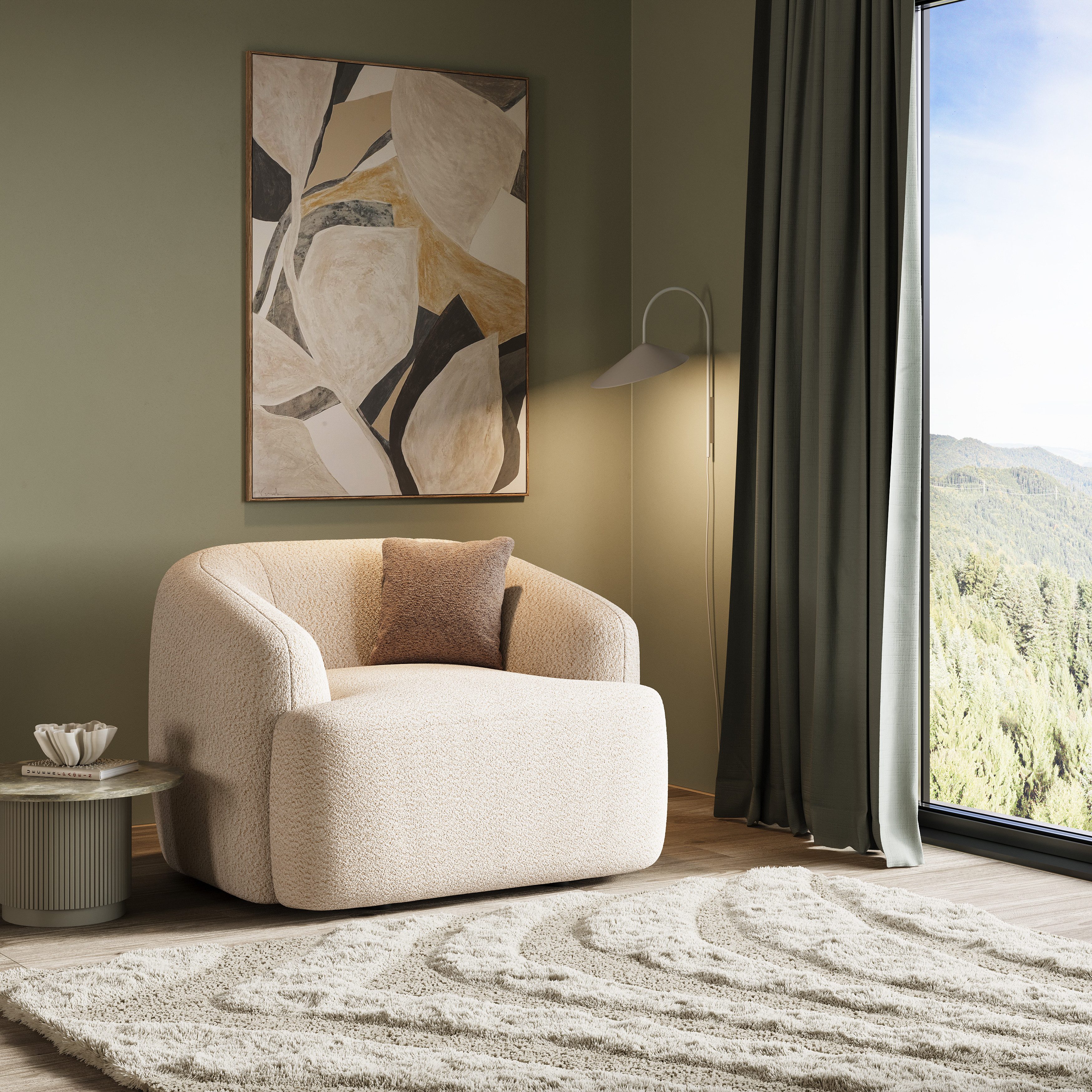 INOSIGN Fauteuil Nergal, BxDxH, 120x110x81 cm Grote fauteuil met golfondersteuning, in verschillende kleuren