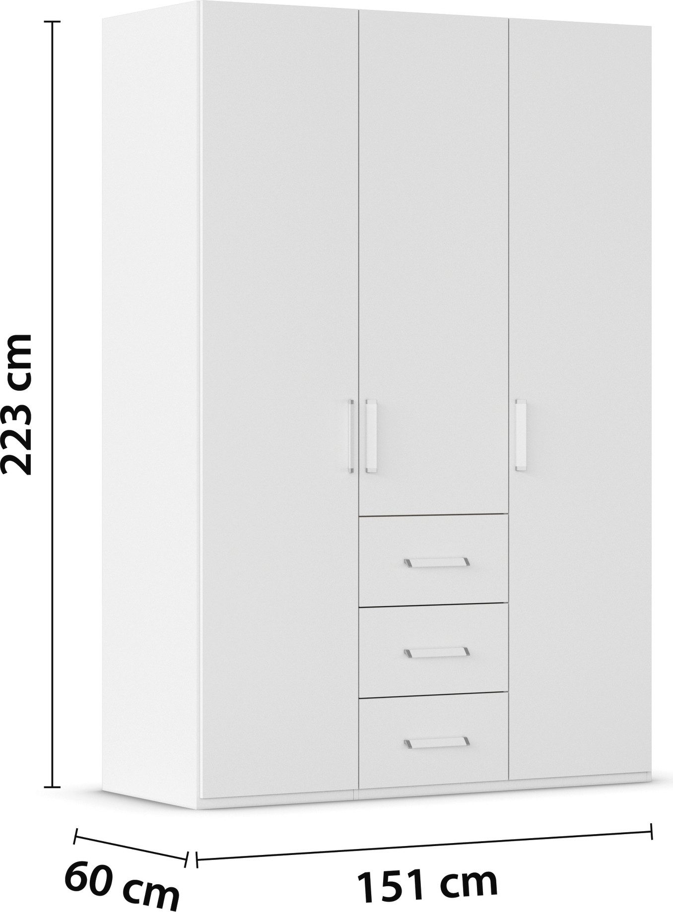 rauch Draaideurkast Kledingkast Kast Garderobe Slaapkamerkast EVELYN in elegante stijl met lades 3 breedtes en 2 hoogtes made in germany