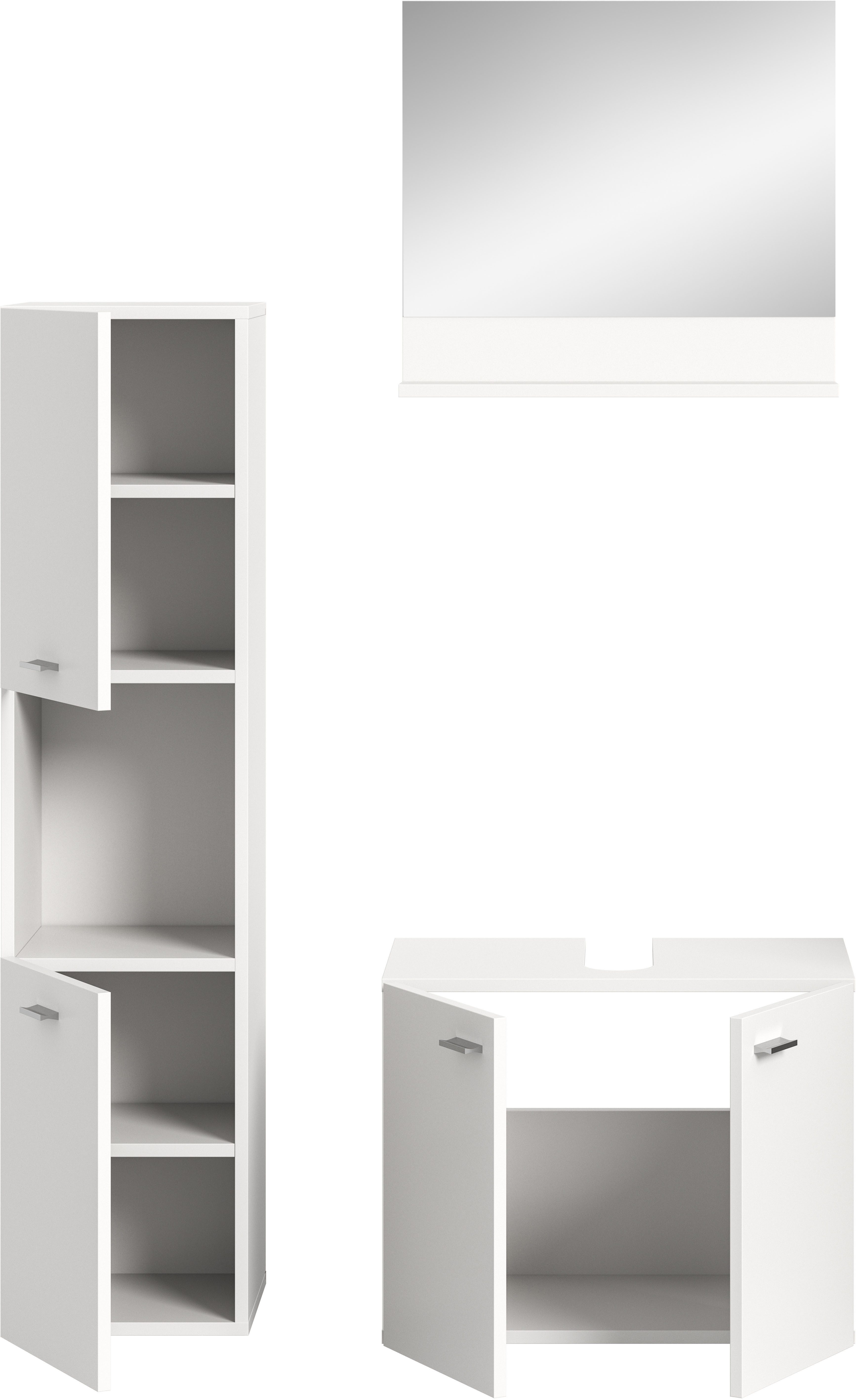 welltime Badmeubelset Tampa, breedte 102cm, 3-delig Wastafelonderkast, spiegel, hoge kast (3 stuks)