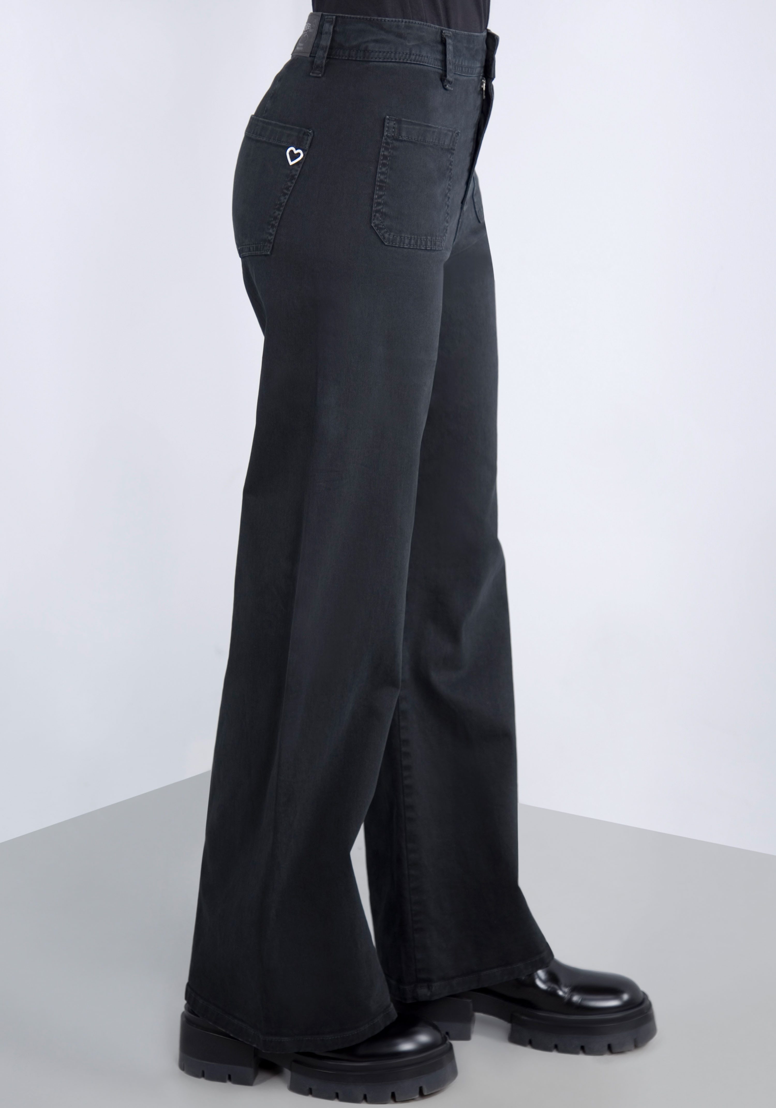 Please Jeans Broek met wijde pijpen van hoogwaardige katoenmix met stretch