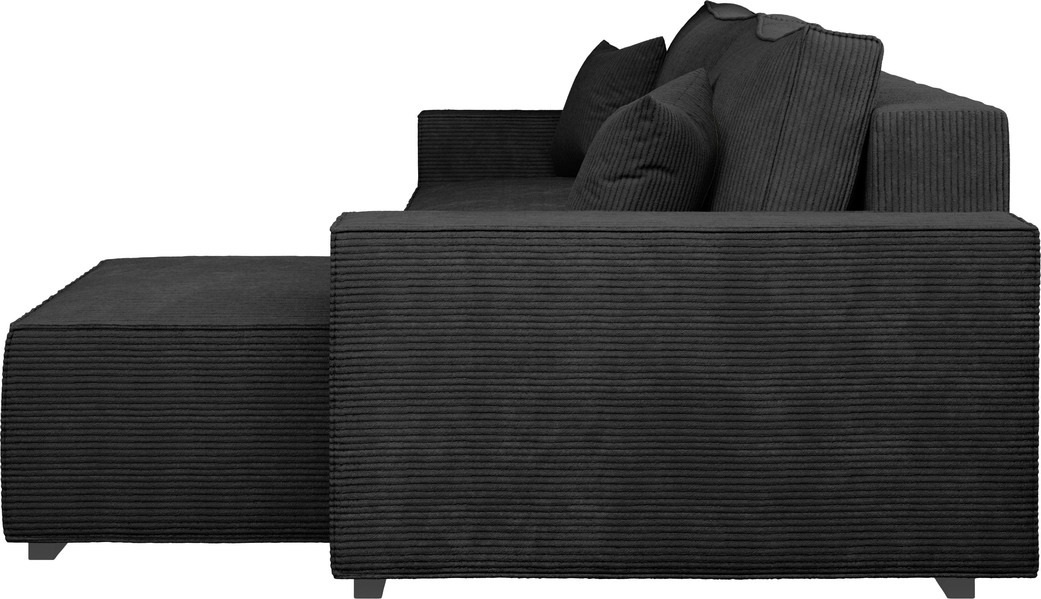 INOSIGN Hoekbank Winton ribfluwelen bank/slaapbank 253 cm Ribfluweel, omkeerbare recamiere, slaapfunctie (130/208 cm), bedbox