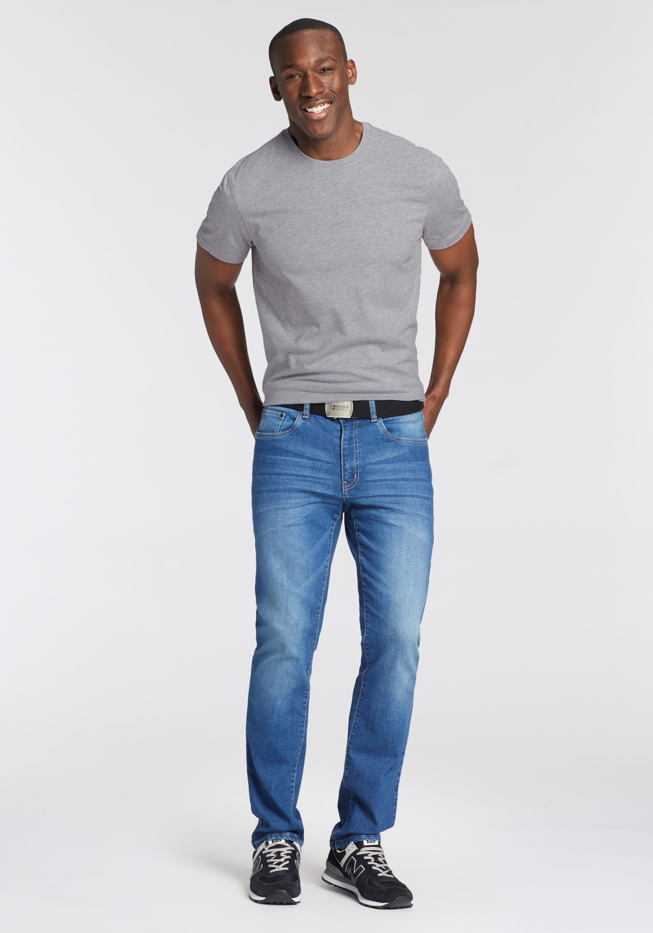 Man's World Shirt met ronde hals Korte mouw, effen kleur, ronde hals, van katoen(6-delig, Set van 6)