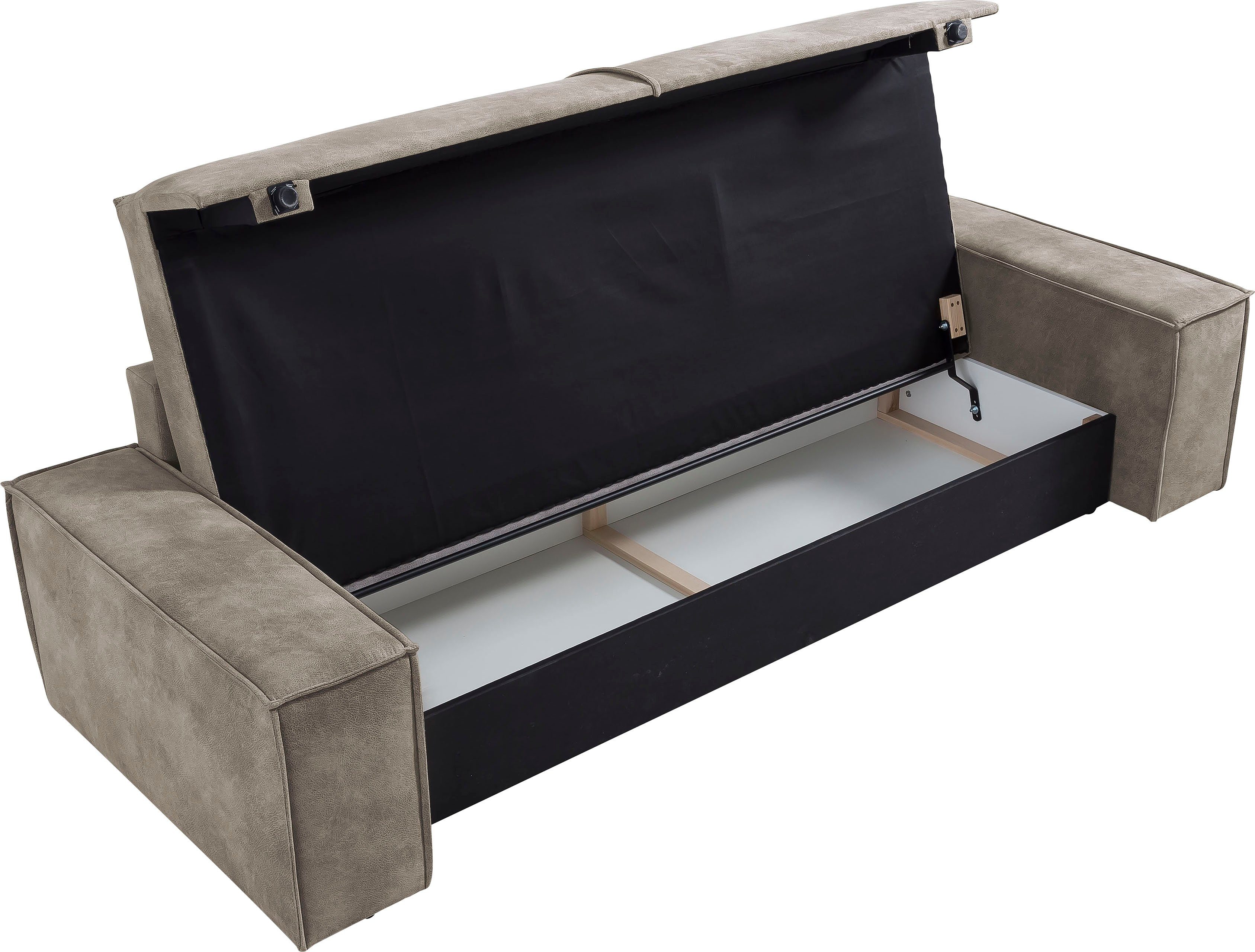 Home affaire 3-zitsbank SHERWOOD slaapbank (257 cm) ribfluweel, velours, vintage lederlook