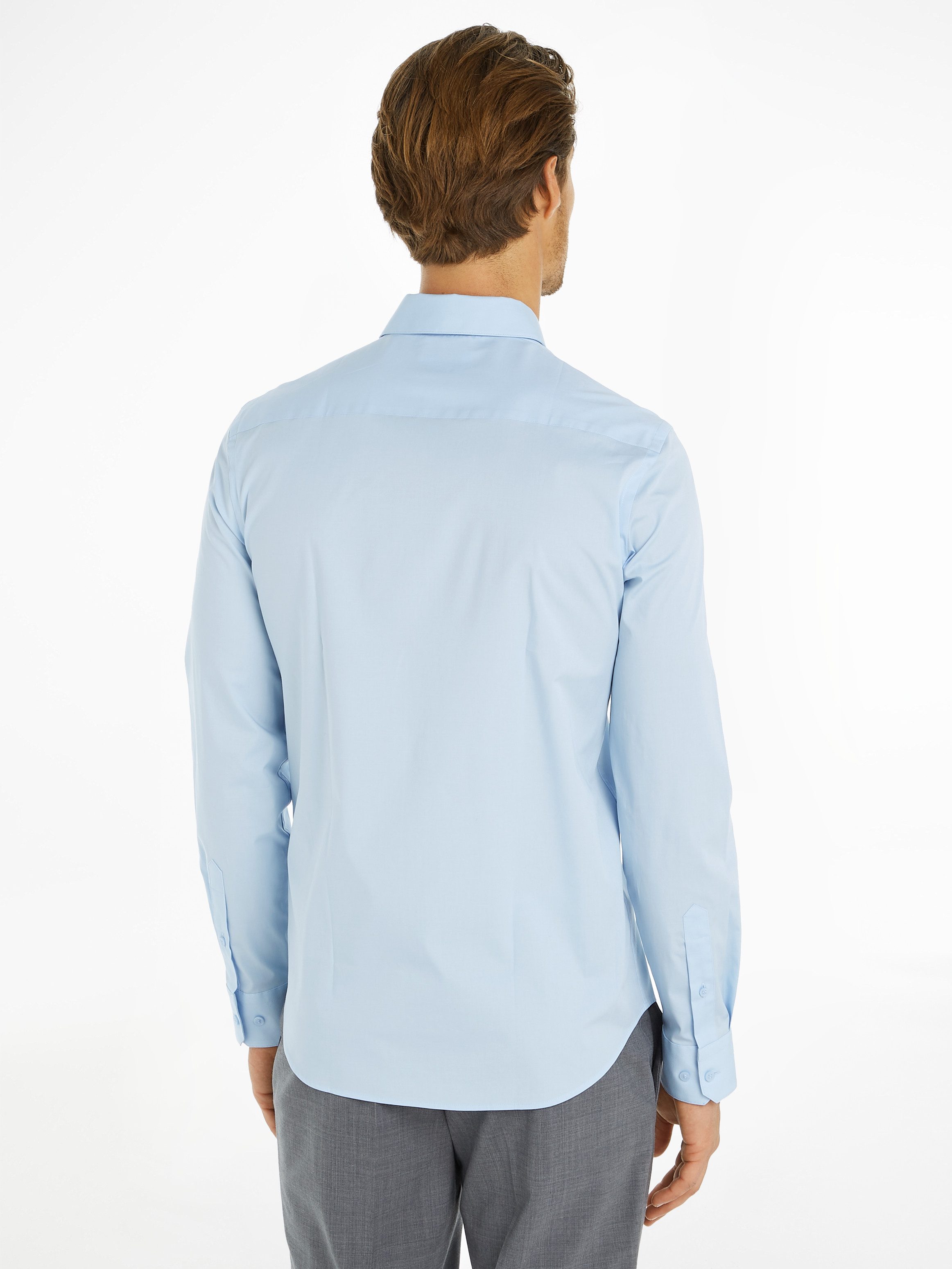 Calvin Klein Businessoverhemd STRETCH POPLIN SLIM SHIRT met calvin klein-logo op de borst