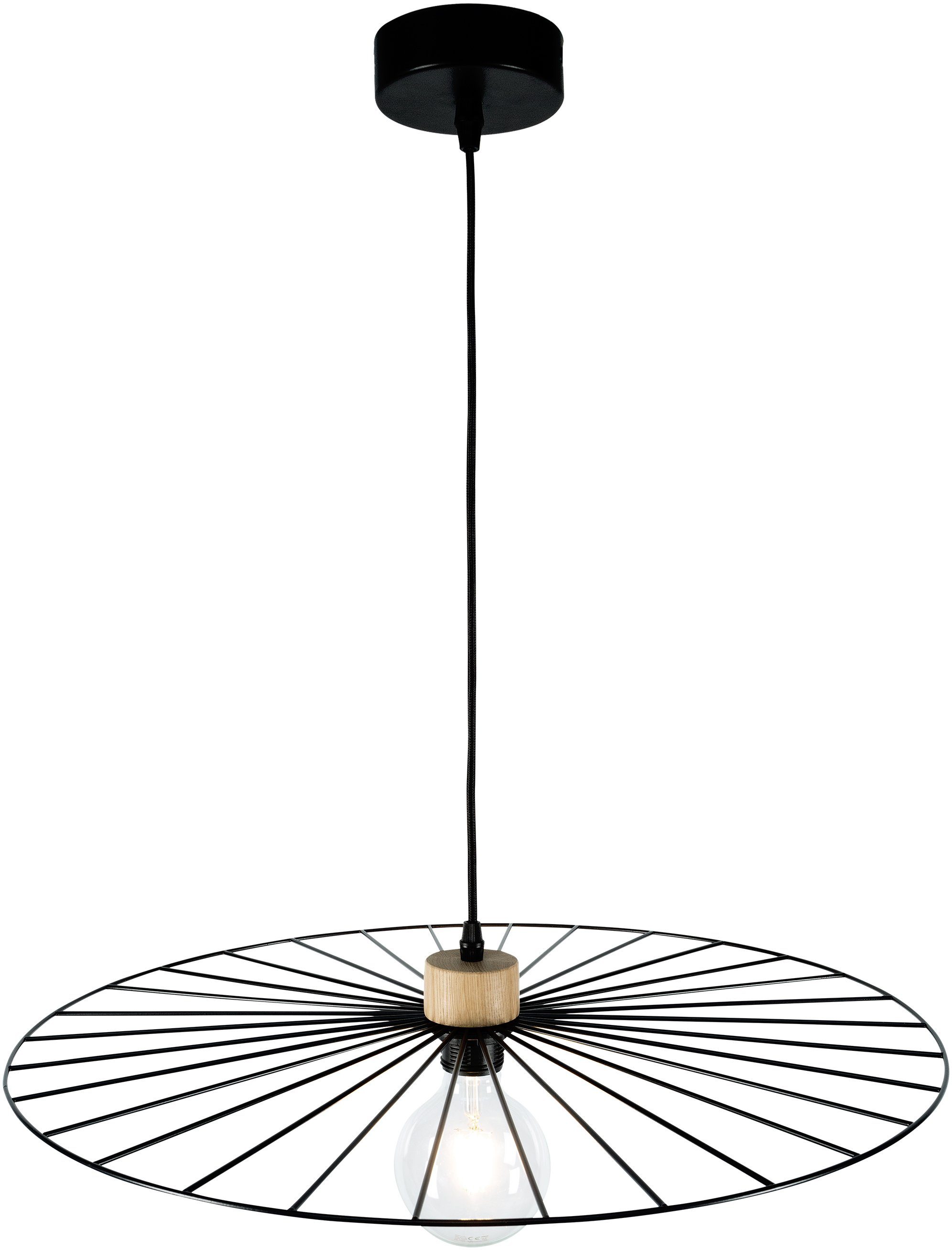 BRITOP LIGHTING Hanglamp ANTONELLA Decoratieve lamp van metaal met elementen van eikenhout met FSC®-certificaat, bijpassende LM E27 / exclusief, Made in Europe (1 stuk)