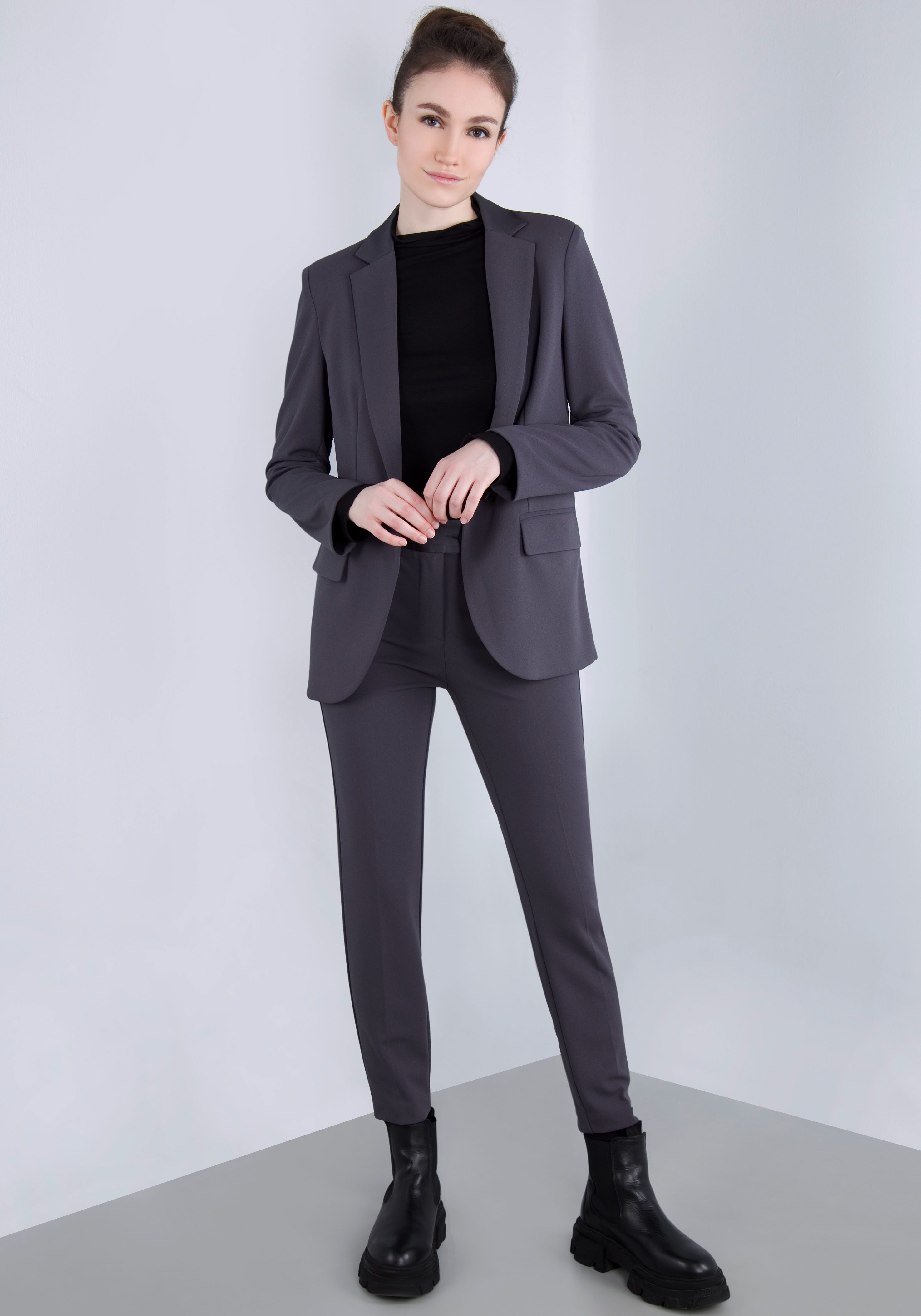 IMPERIAL Lange blazer met satijnen details en stretch