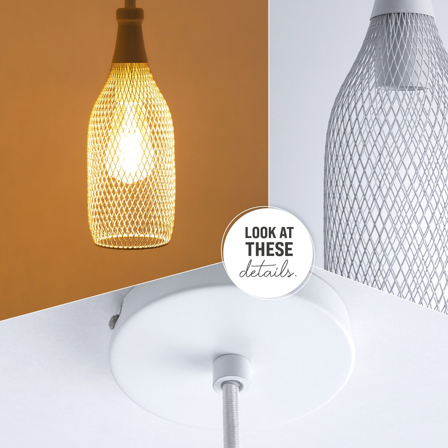 Paco Home Hanglamp DESMOND Hanglamp eetkamer Eettafellamp metaal 1,5m textielen kabel in te korten
