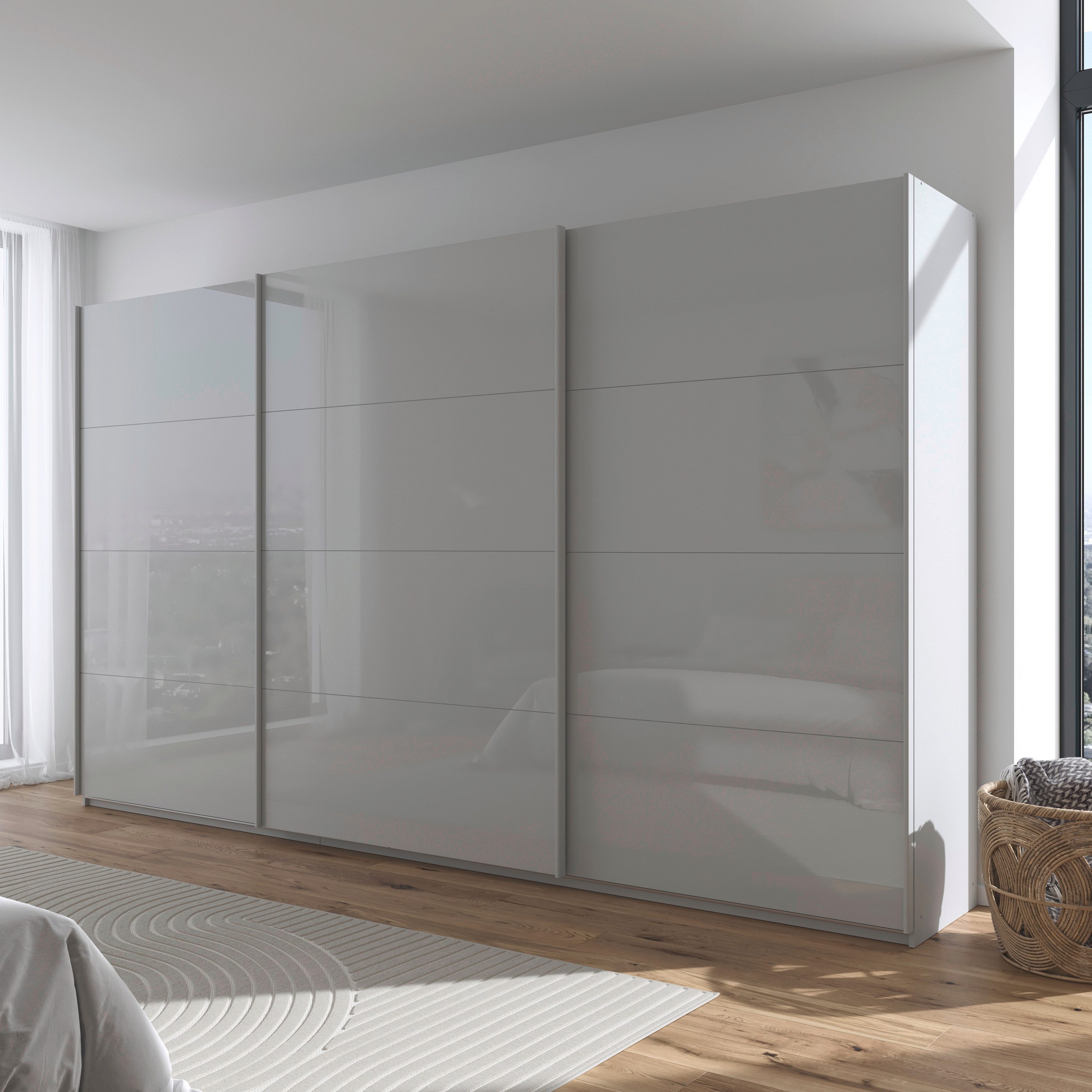 rauch Schuifdeurkast Kledingkast Kast Garderobe AGORDO met Glasfront doordachte binnenuitrusting, in 4 breedtes en 2 hoogtes made in germany
