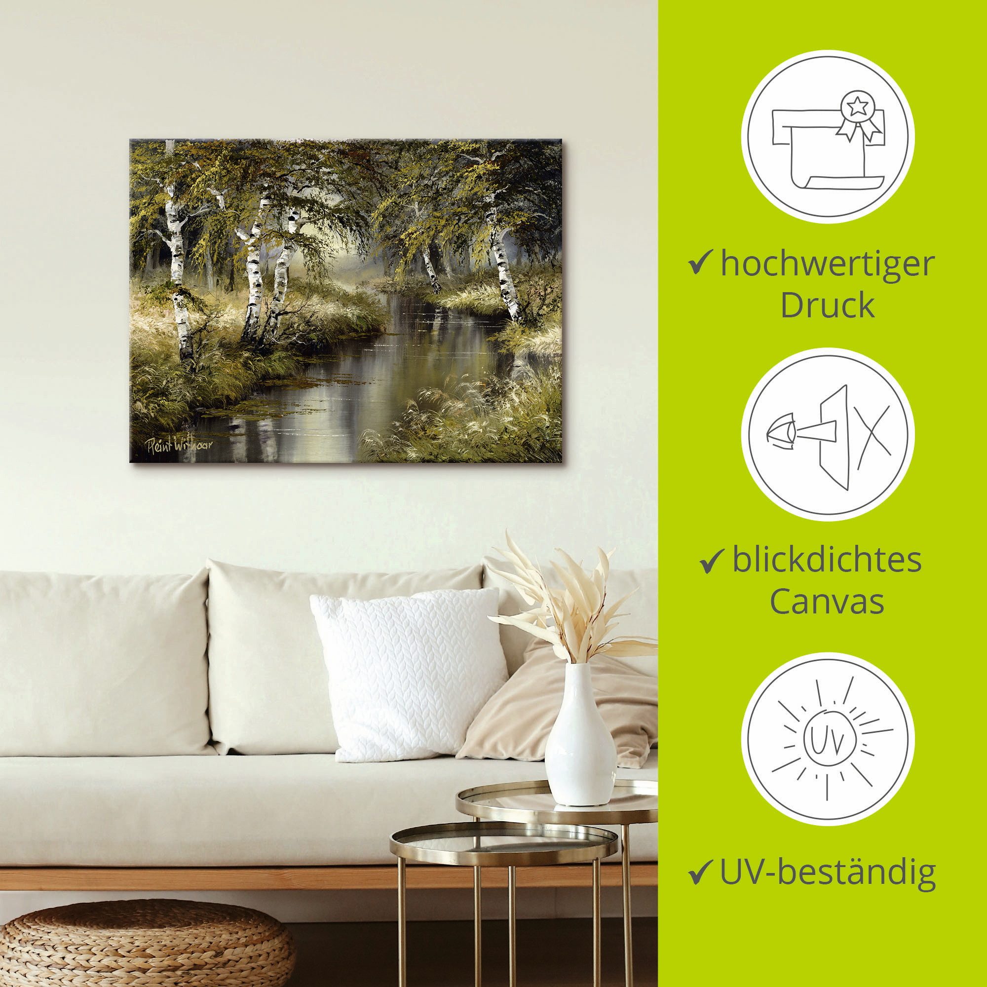 Artland Artprint Kanaal diep in het bos als artprint op linnen, poster, muursticker in verschillende maten