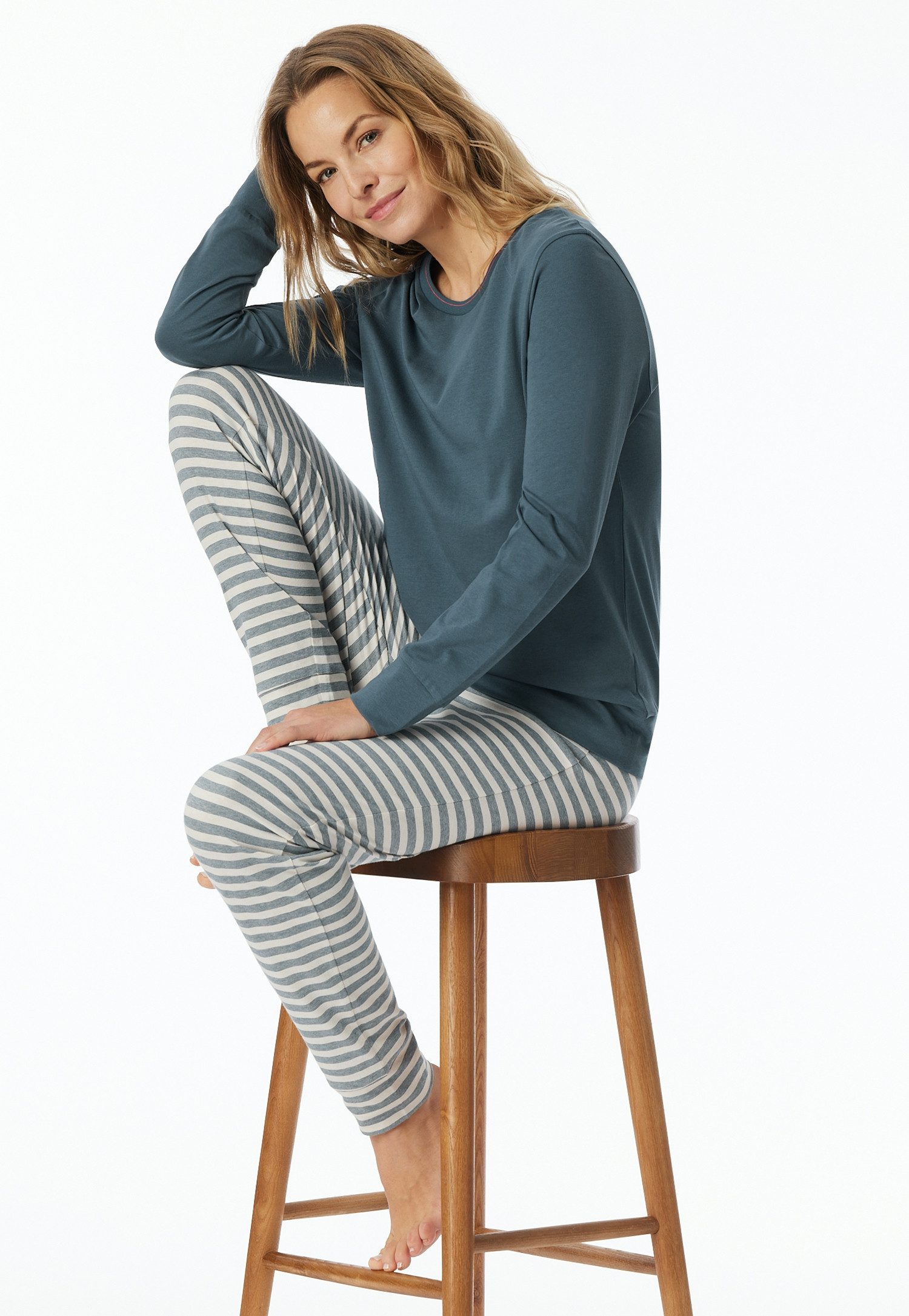 Schiesser Pyjama "Casual Essentials" met gestreepte broek (2-delig)