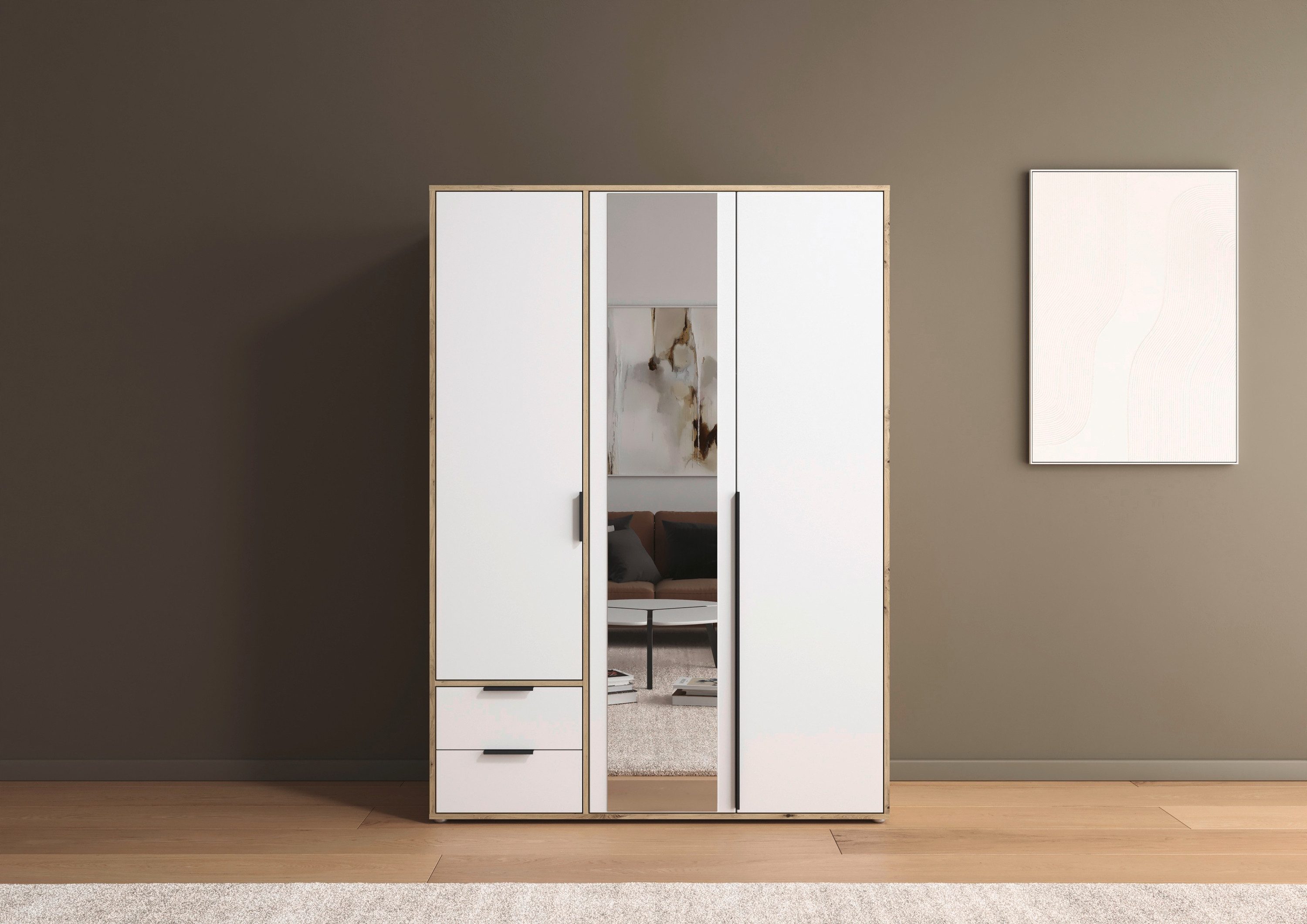 rauch Draaideurkast Kledingkast Kast Garderobe Wasmand NAGATA met Spiegel und schubladen sowie stangengriffen topseller made in germany