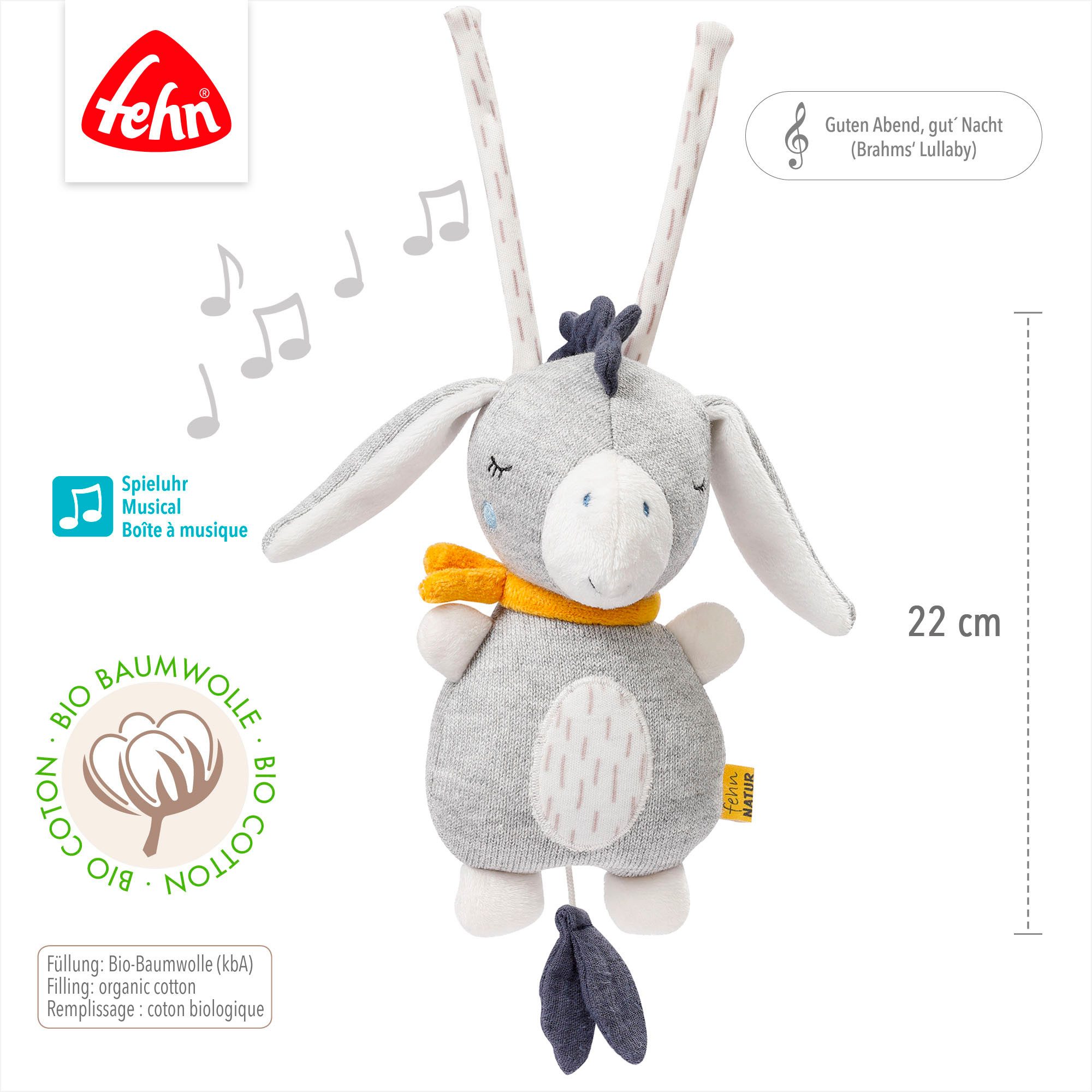 Fehn Speeldoosje FehnNATUR, mini-speeldoosje ezel