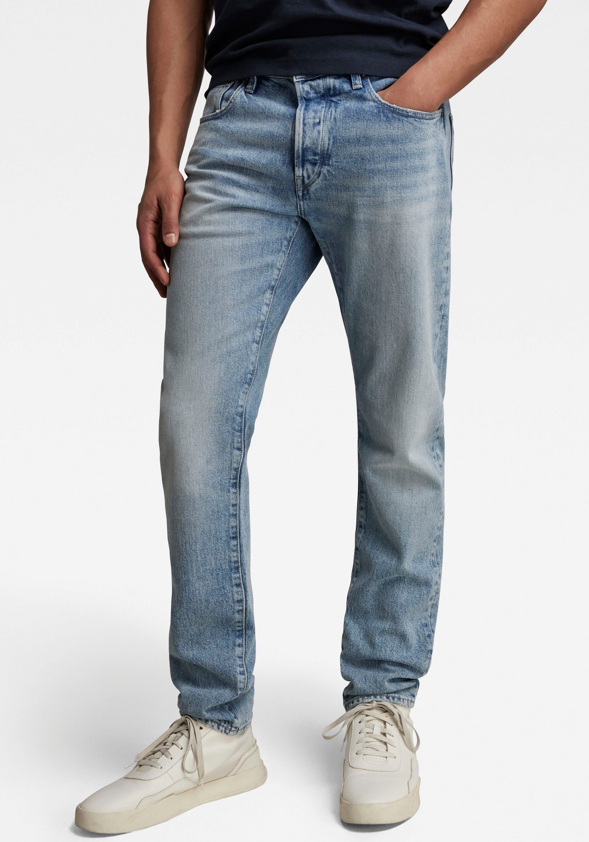 G-Star RAW Slim fit jeans 3301 Slim met mooie wassing en elastaan heren slim fit jeans maat 31 blauw