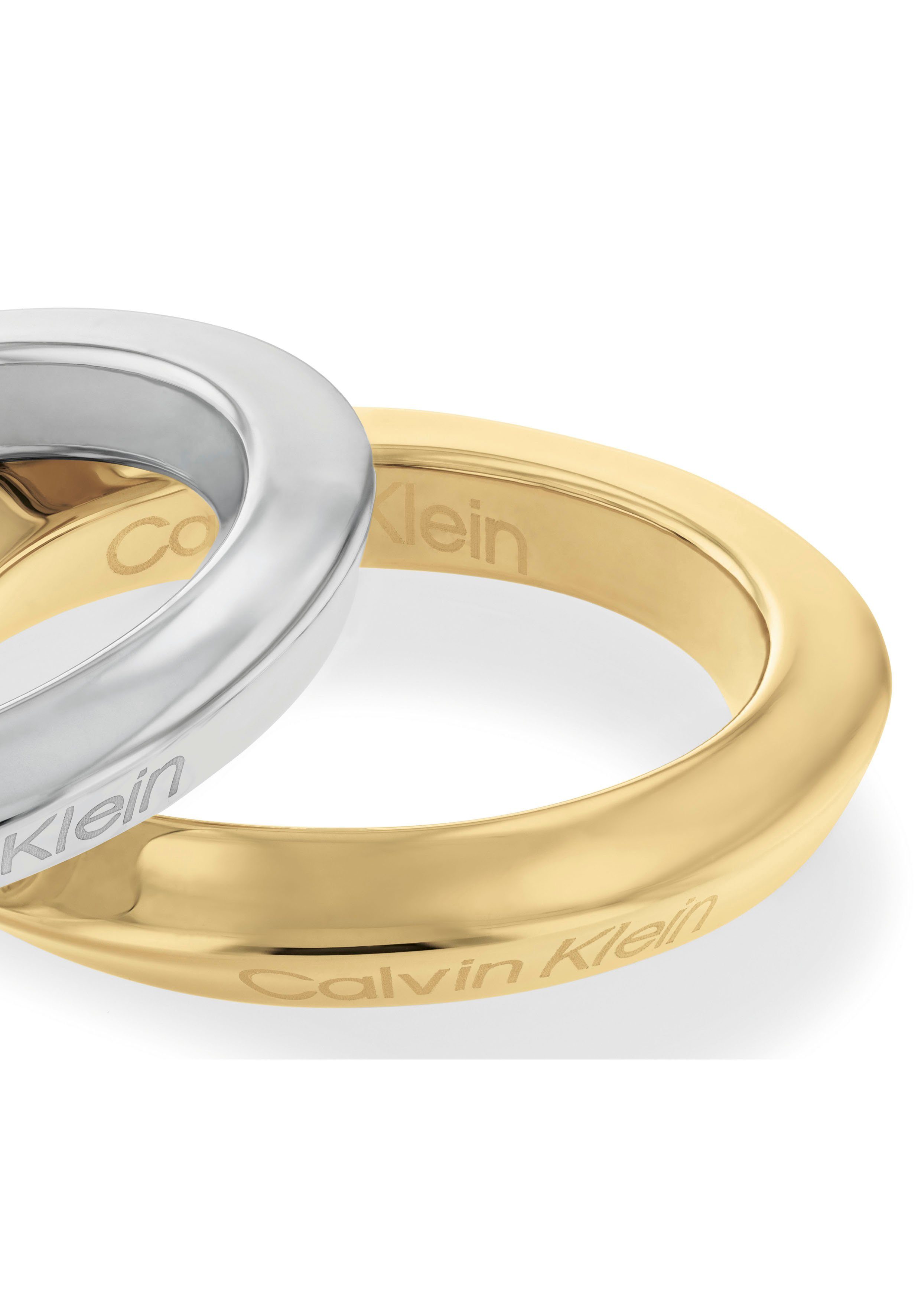 calvin klein ring met zirkoon (synthetisch) (set, 2-delig) goud