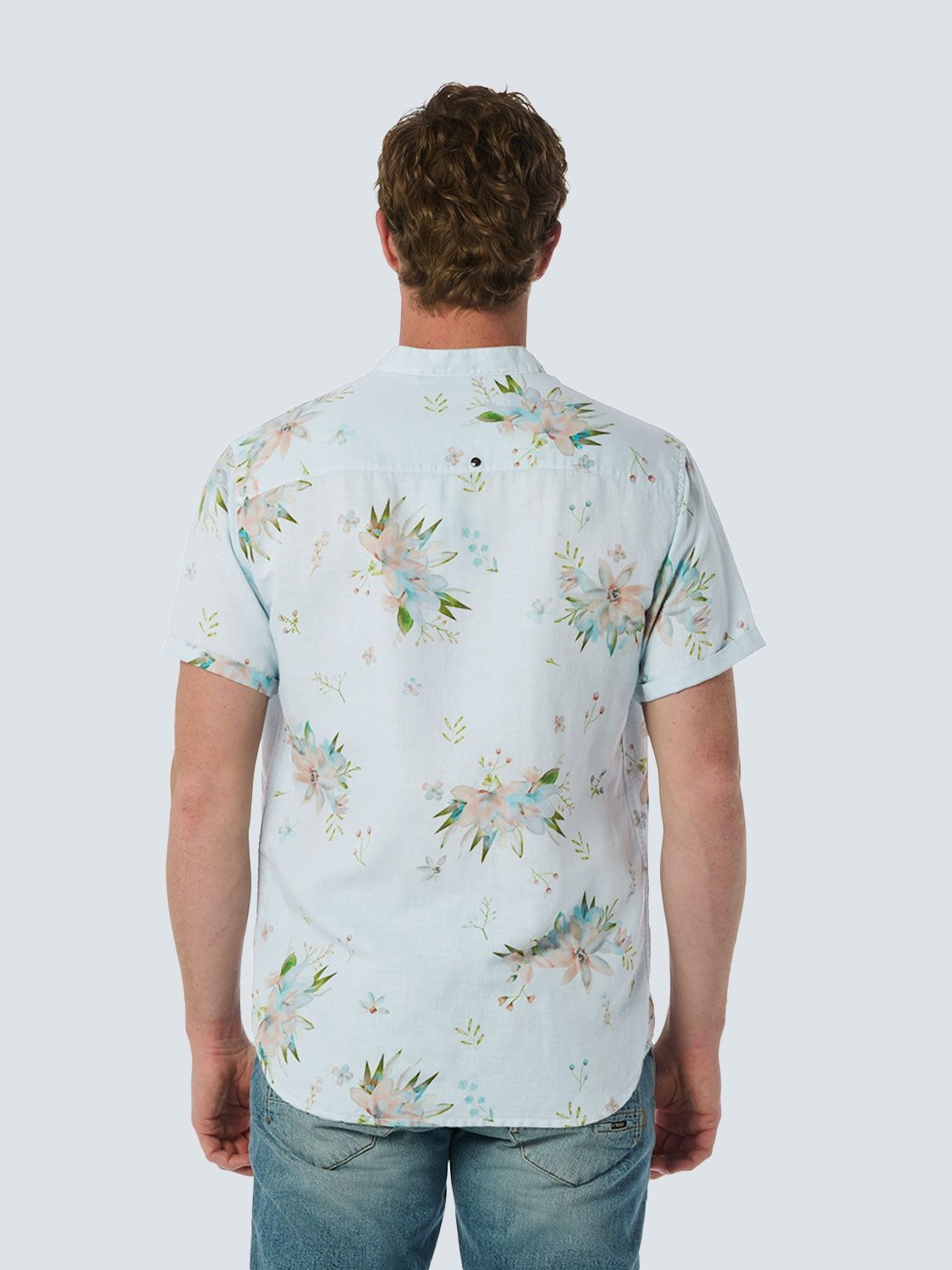 NO EXCESS Overhemd met korte mouwen met all-over bloemmotief